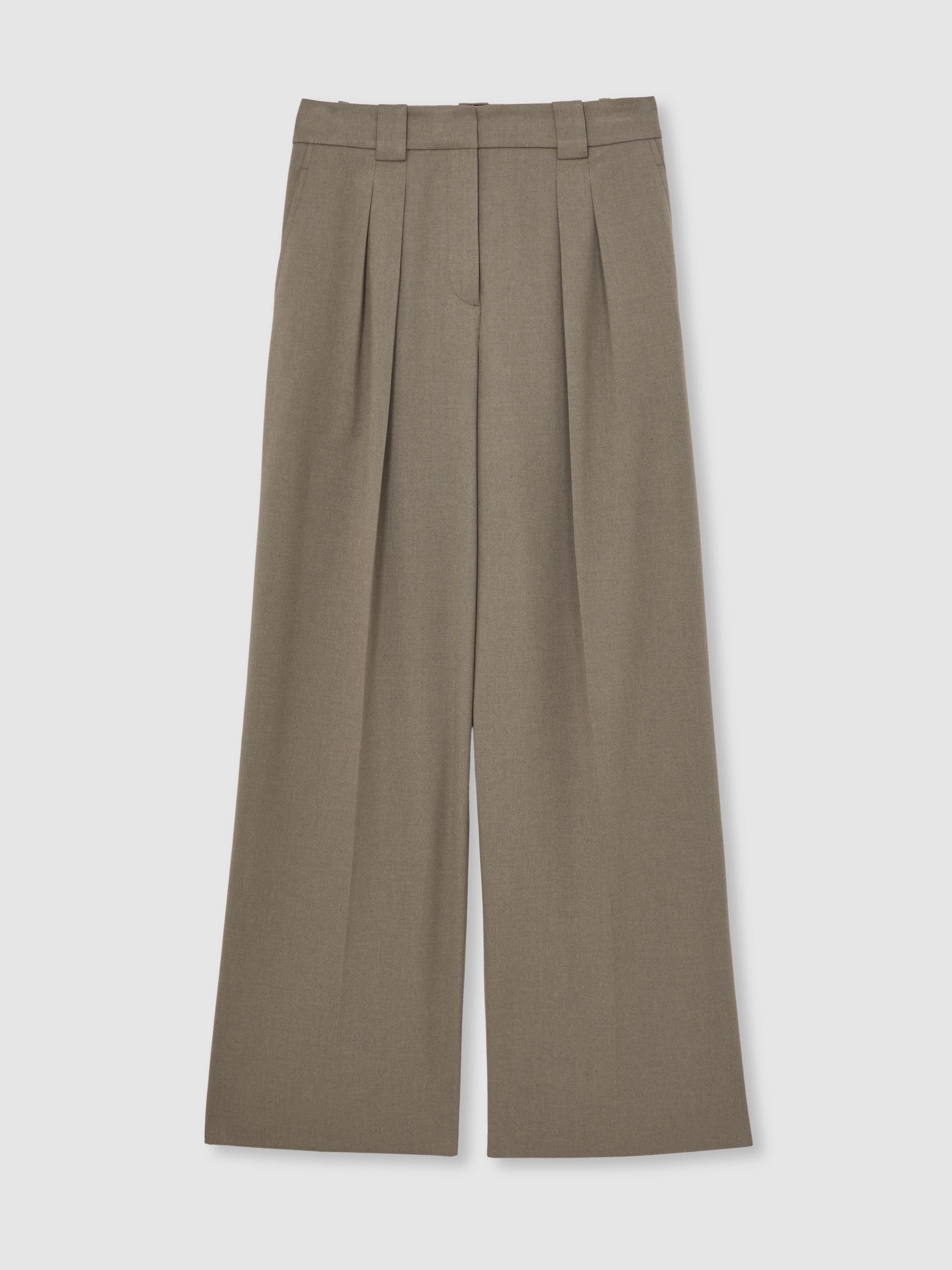 Petite Wide-Leg Pleated Trousers in Neutral