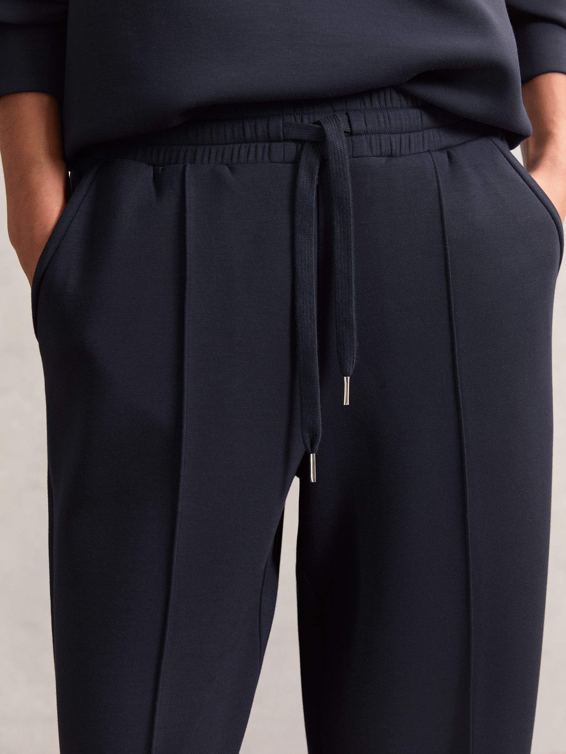 Petite Modal-Blend Interlock Wide-Leg Joggers in Navy