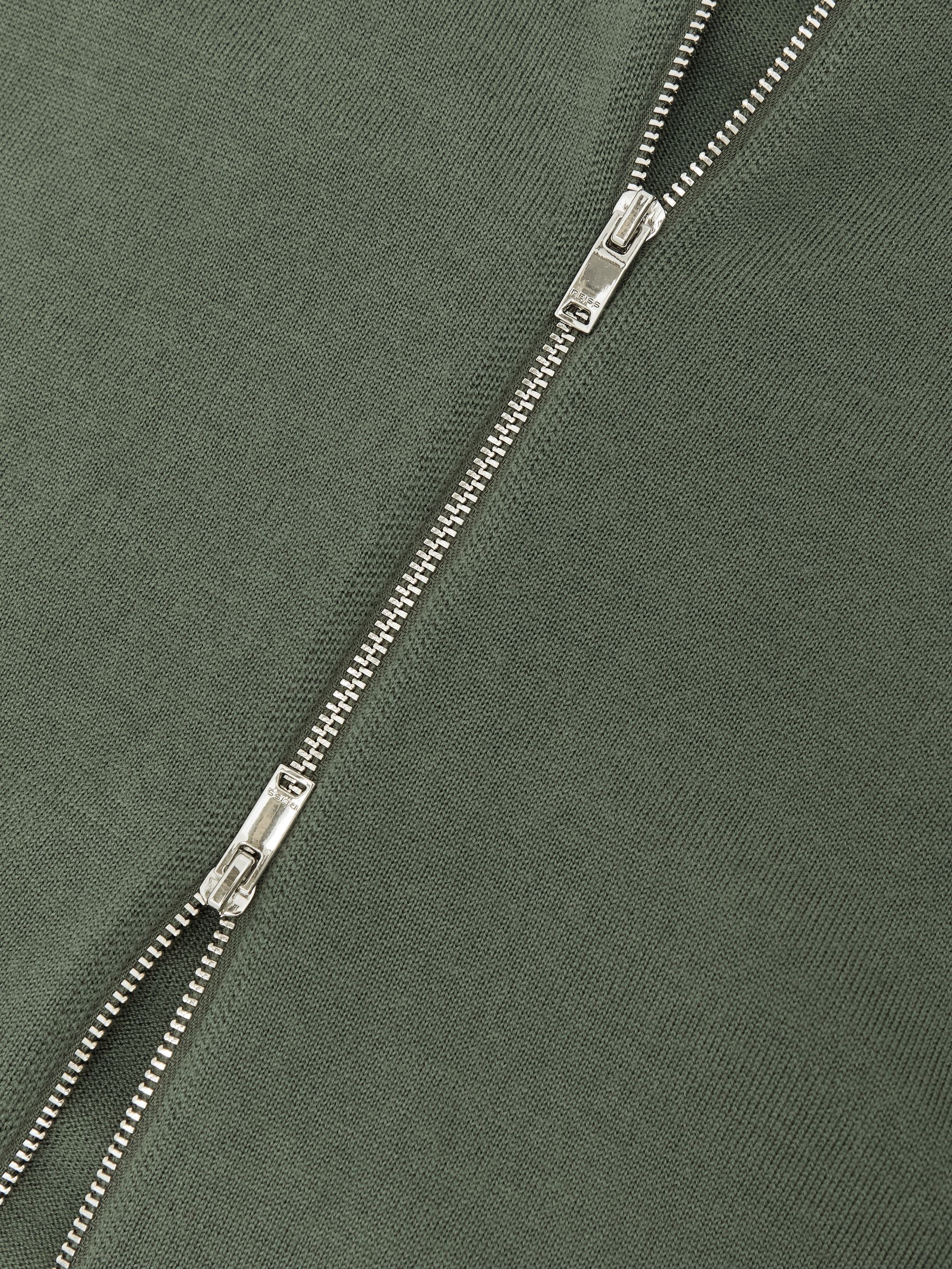 Merino Wool Zip-Through Cardigan in Kale Green