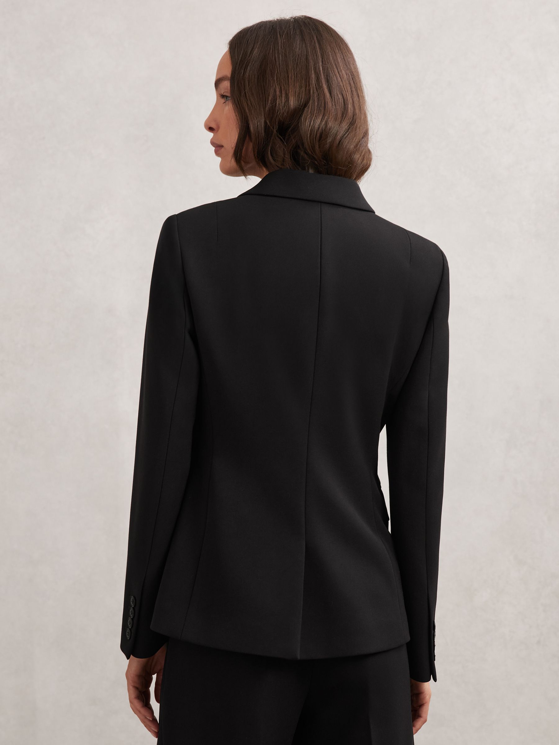 Petite Double-Breasted Suit Blazer in Black