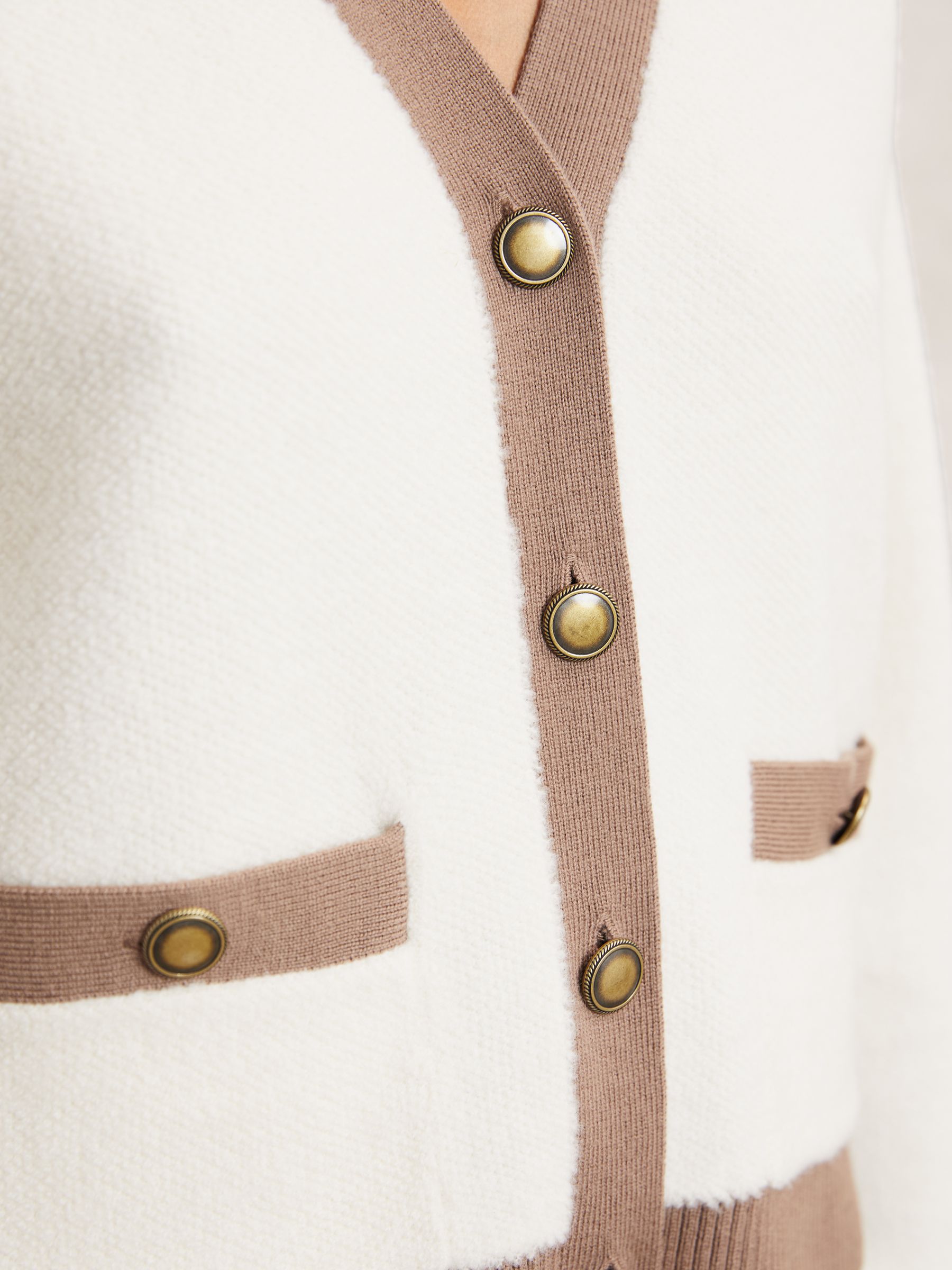 Wool Colourblock Cardigan in Cream/Neutral