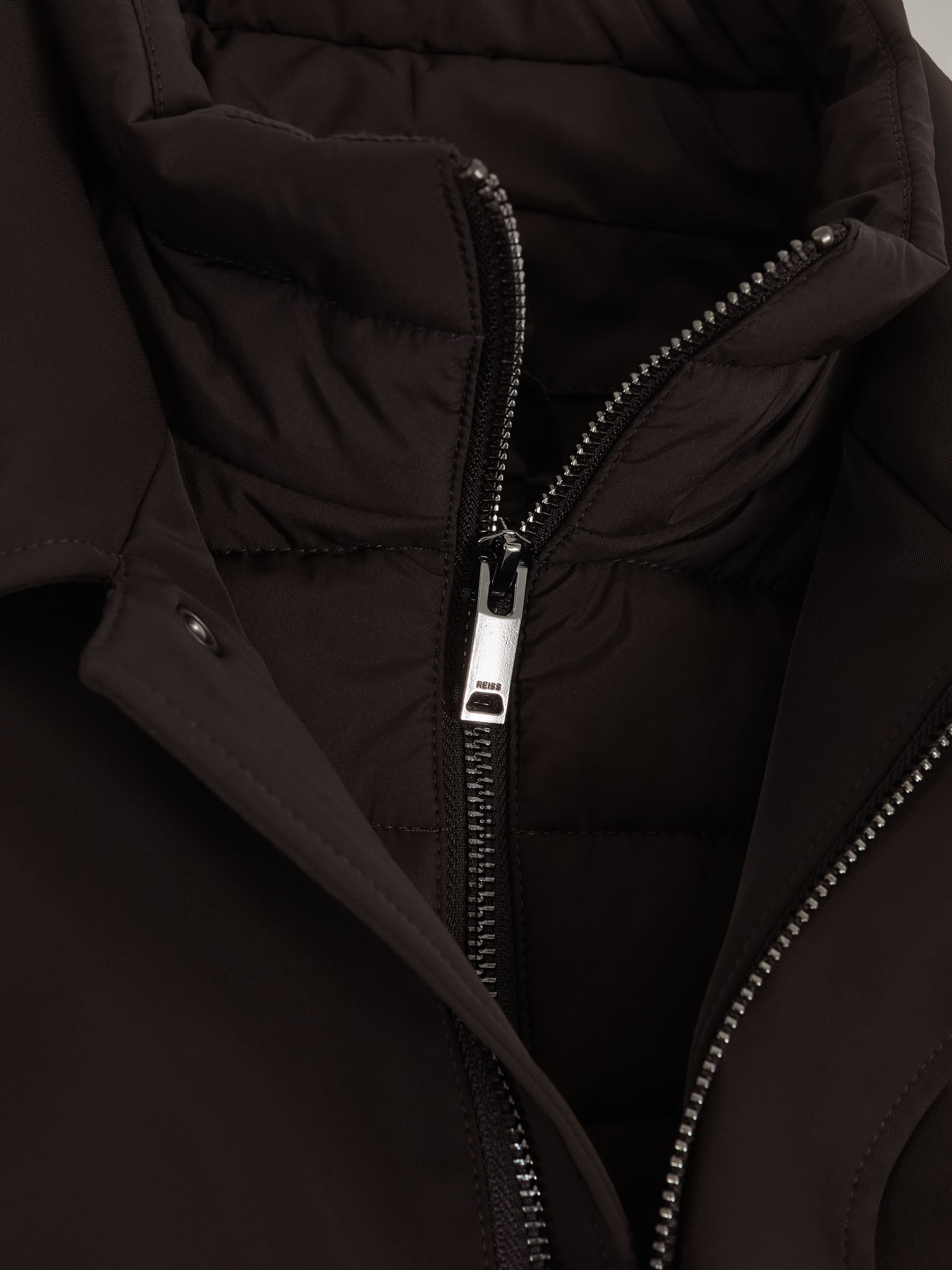 Hybrid Removable Funnel Neck Overcoat in Brown