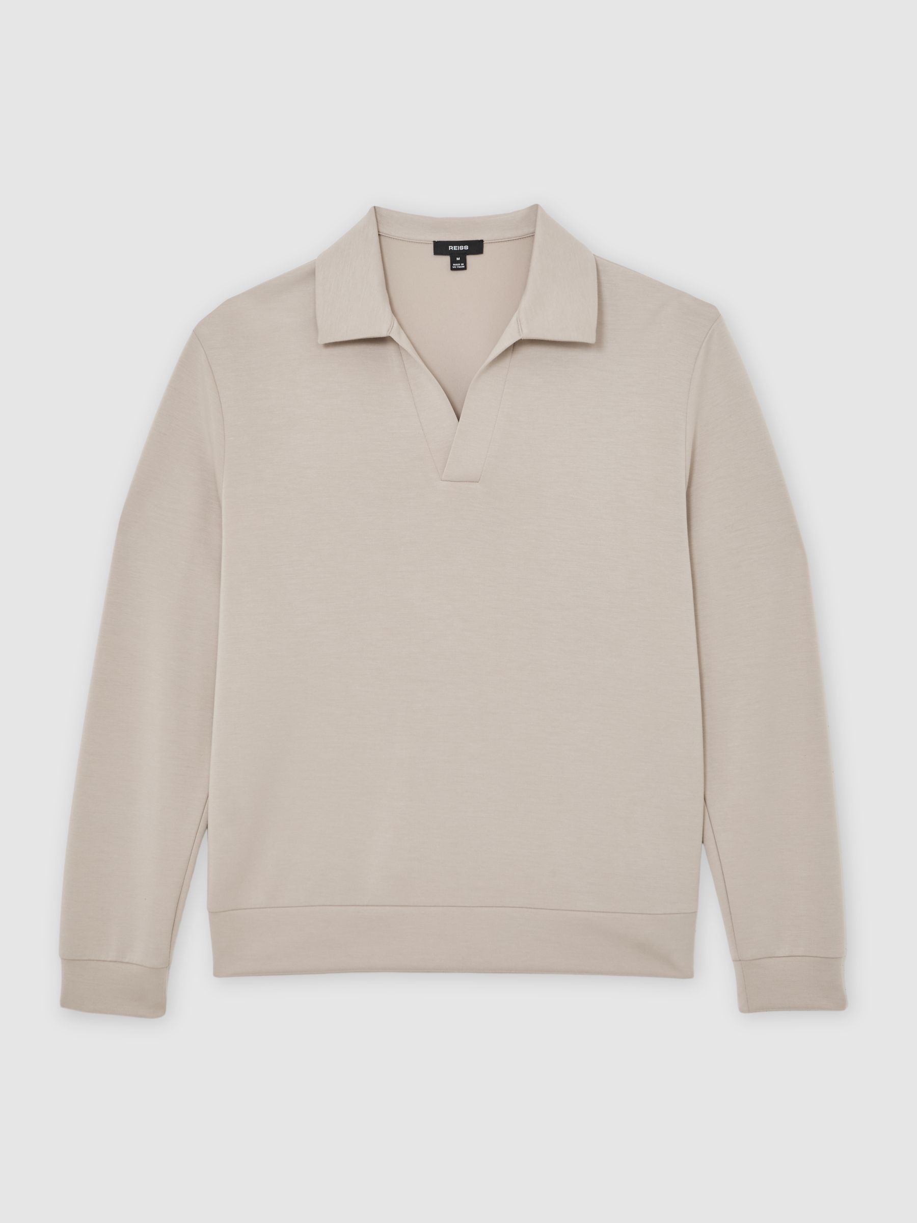 Interlock Open-Collar Polo Sweatshirt in Stone