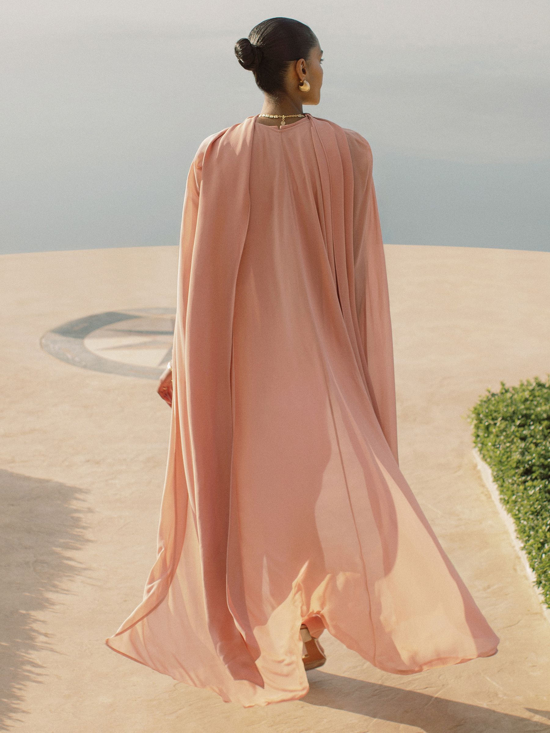 Wide-Leg Cape Jumpsuit in Pink