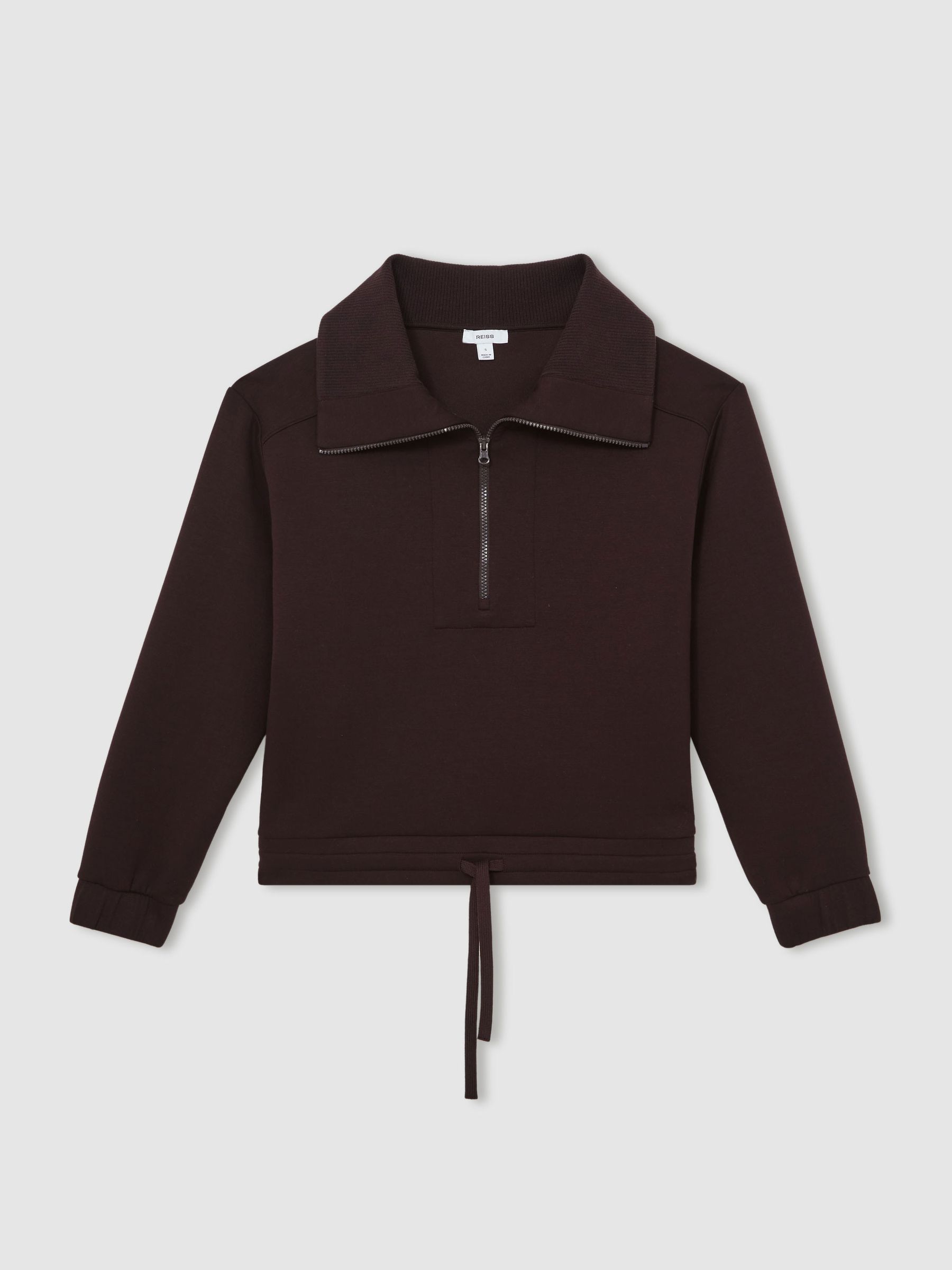 Interlock Half-Zip Drawcord Sweatshirt in Plum