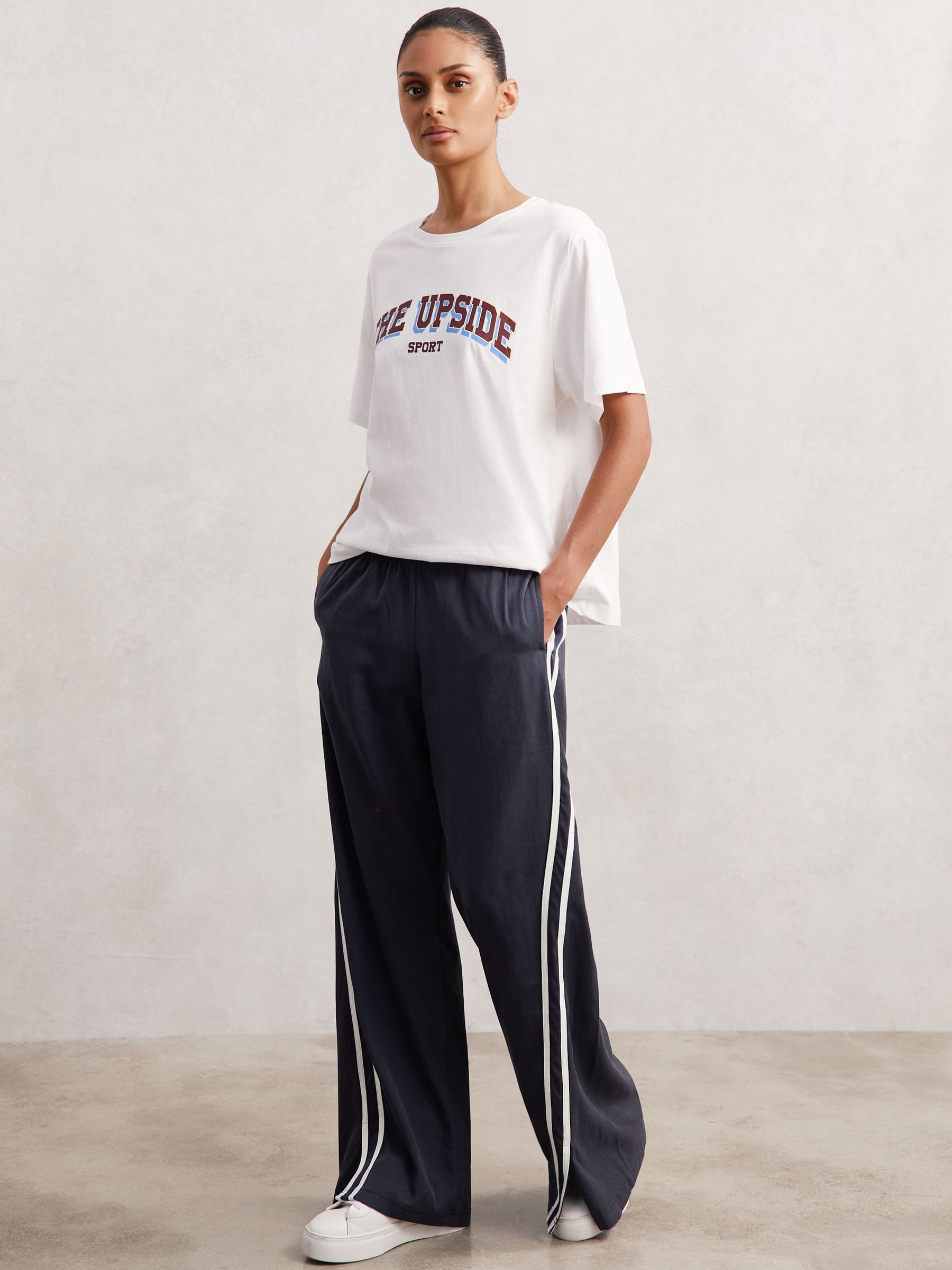 The Upside Side-Stripe Jersey Joggers in Navy