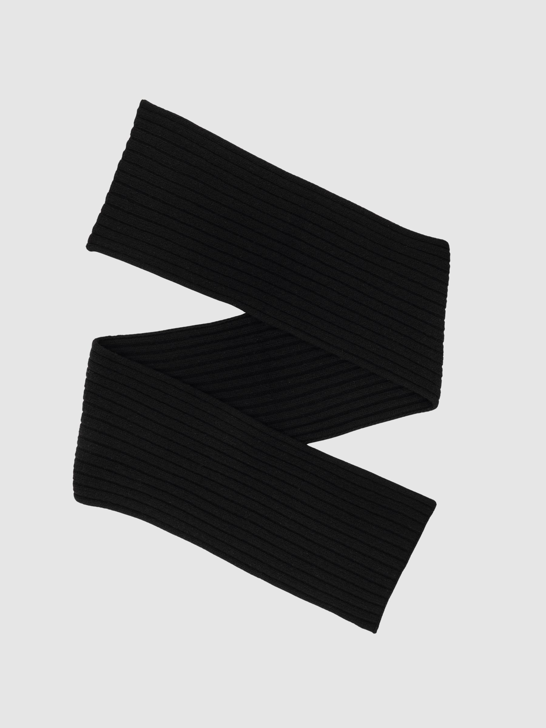 Chunky Rib Wool Blend Scarves in Black