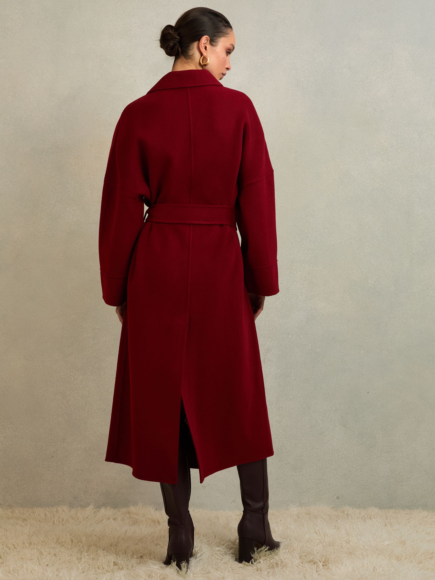 Atelier Wool Blindseam Belted Coat in Red