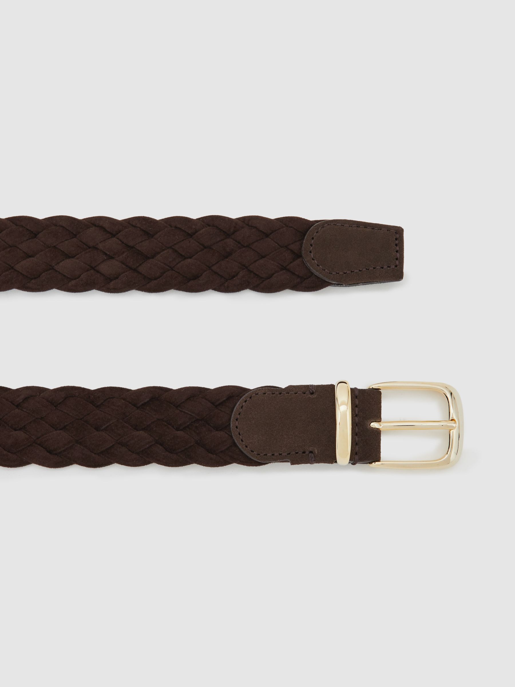 Suede Woven Belt in Dark Brown