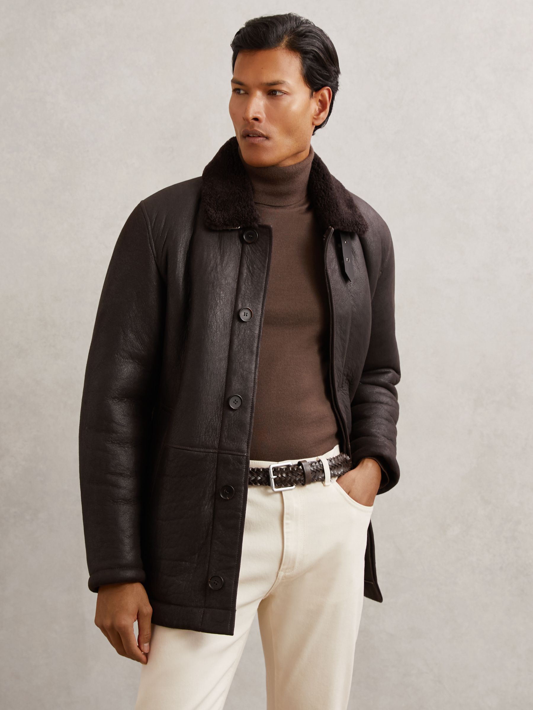 Leather Woven Belt in Chocolate