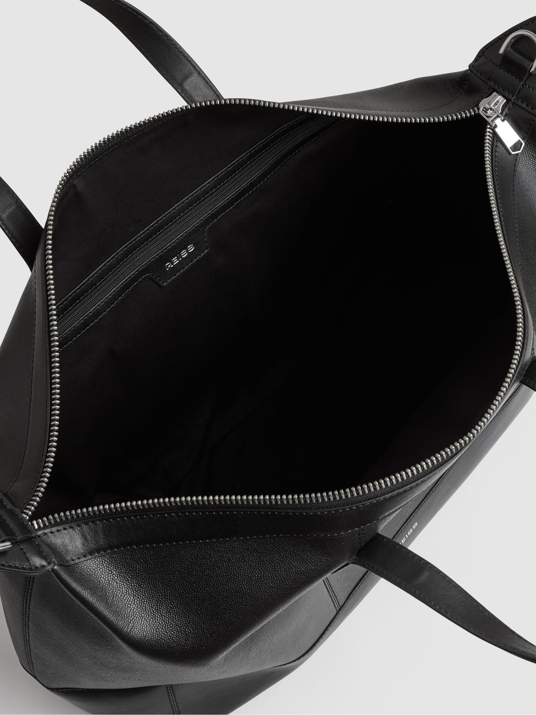 Micro-Grain Leather Holdall in Black