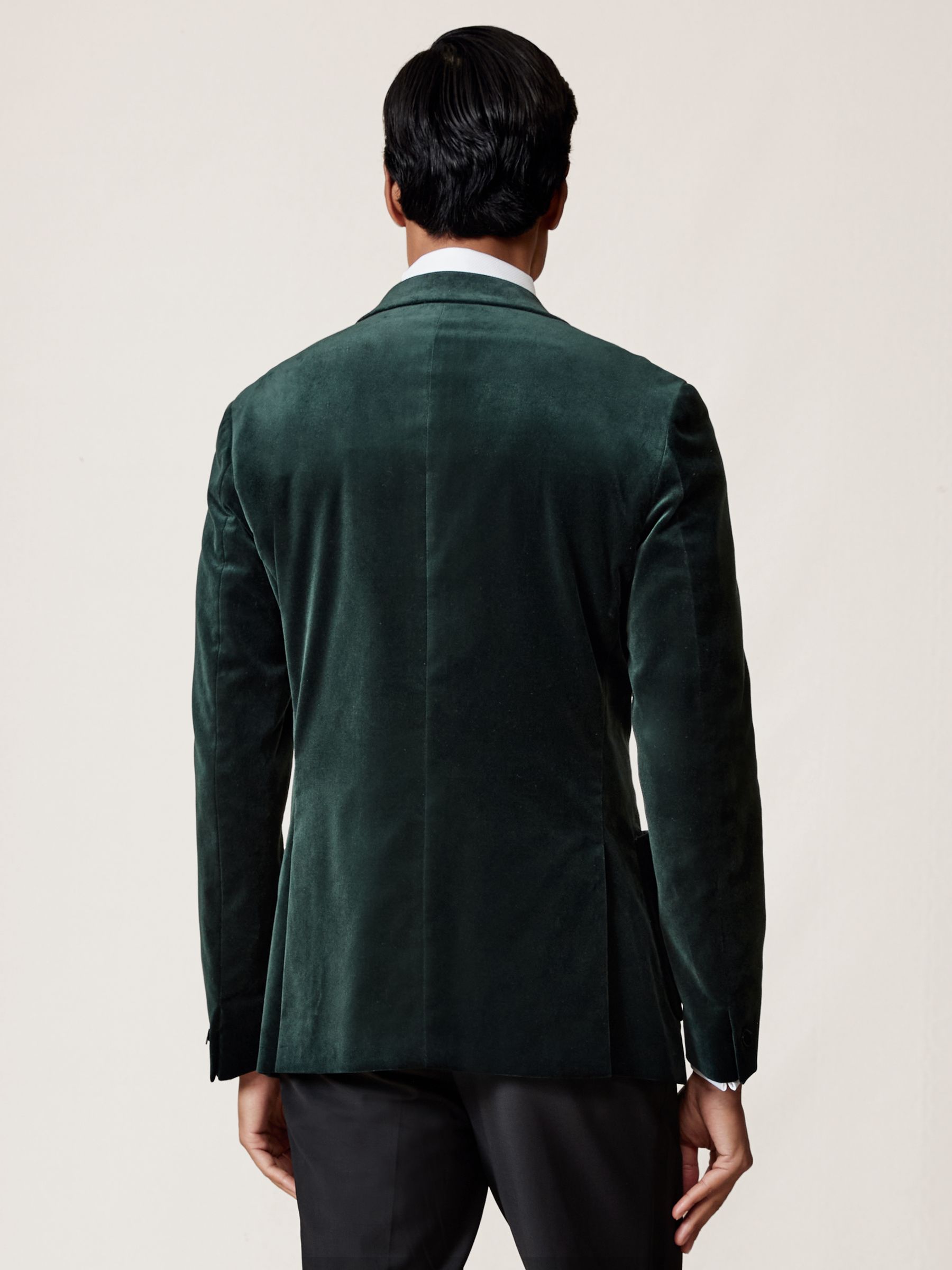 Double-Breasted Velvet Blazer Slim-Fit in Emerald Green