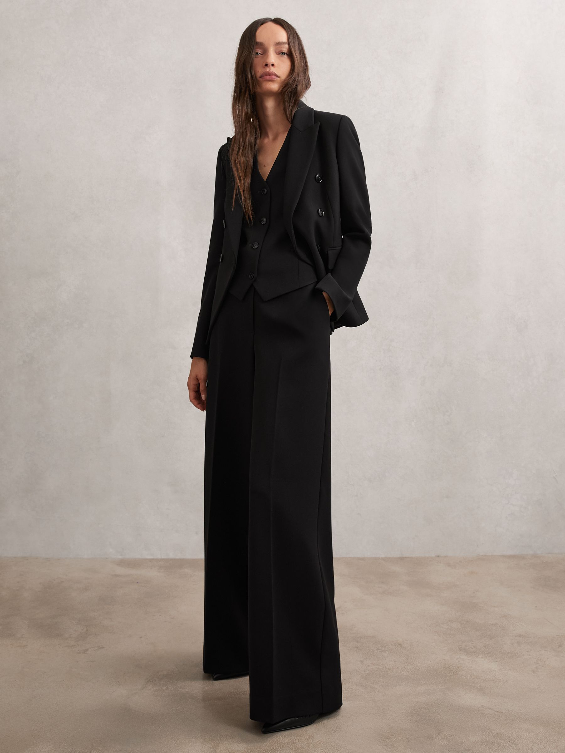 Wide-Leg Suit Trousers in Black