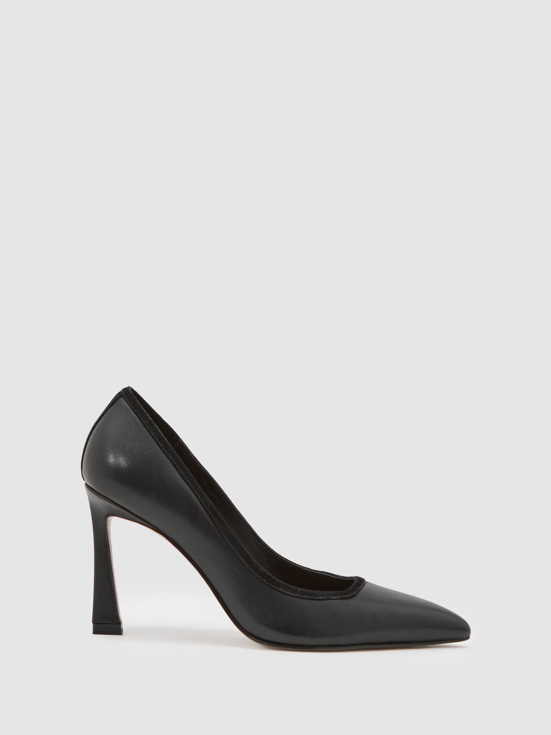 Leather Tapered-Heel Court Shoes in Black