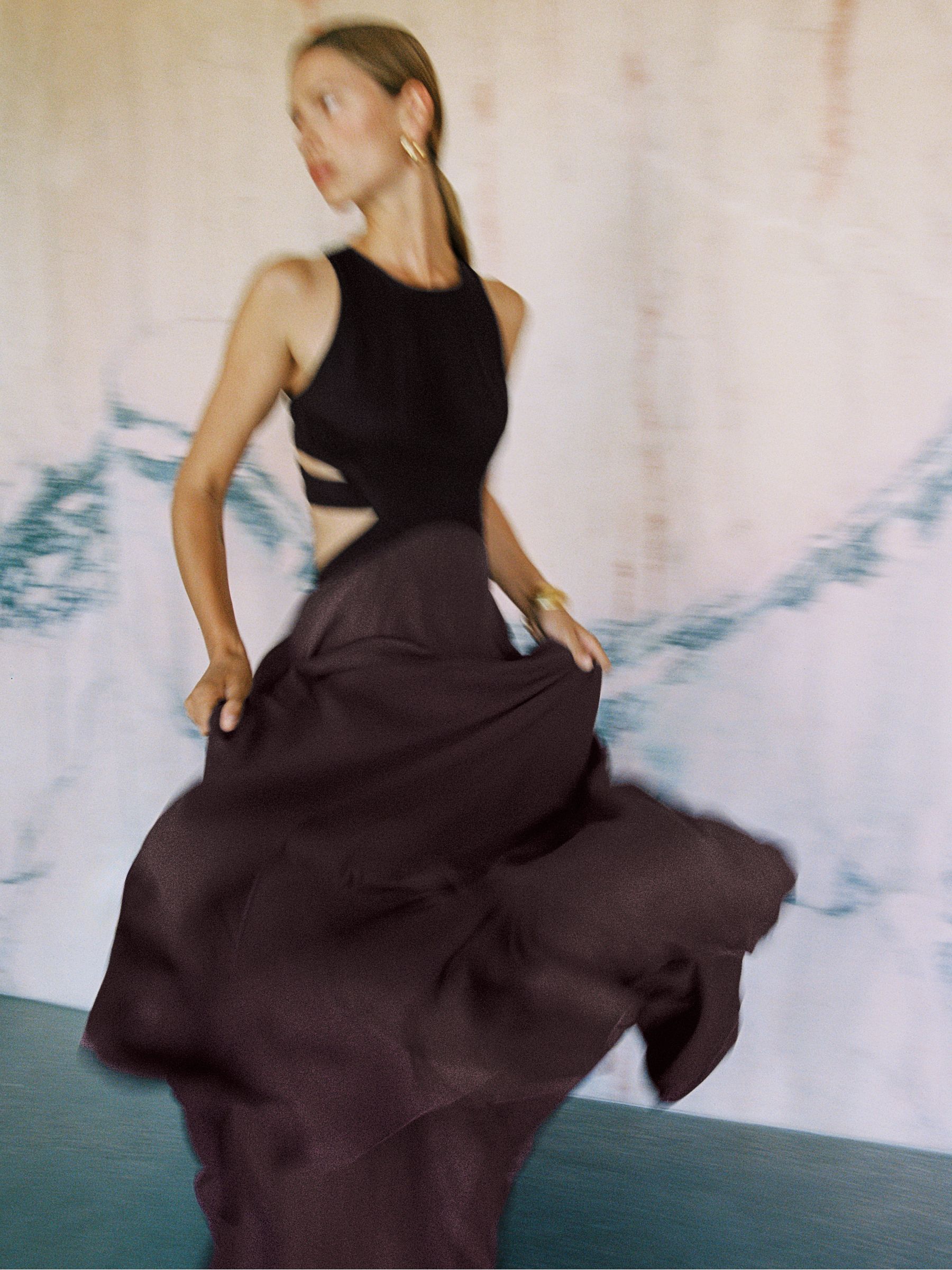 Cut-Out Racerback Maxi Dress in Burgundy