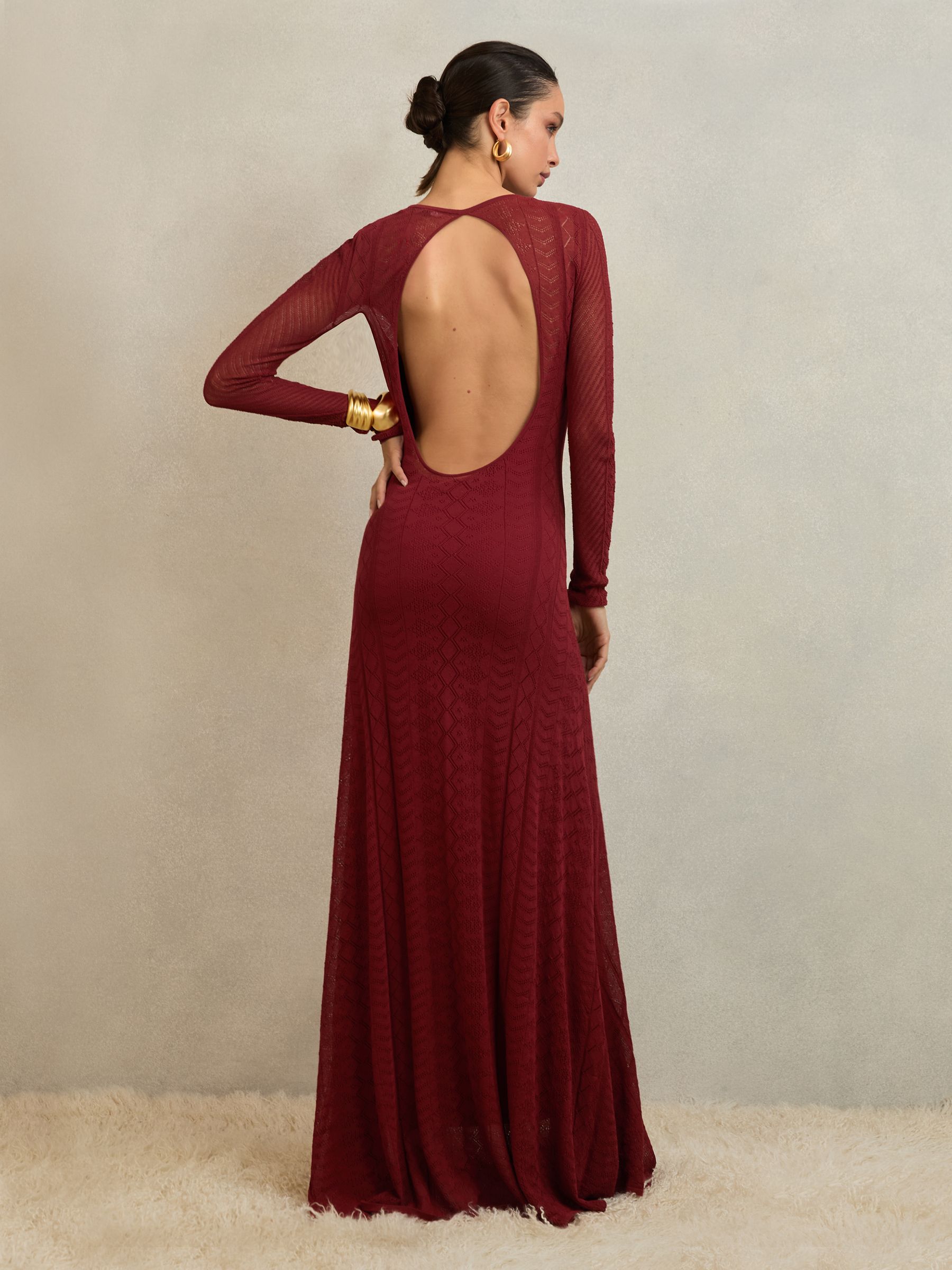 Atelier Pointelle-Knit Maxi Dress in Red