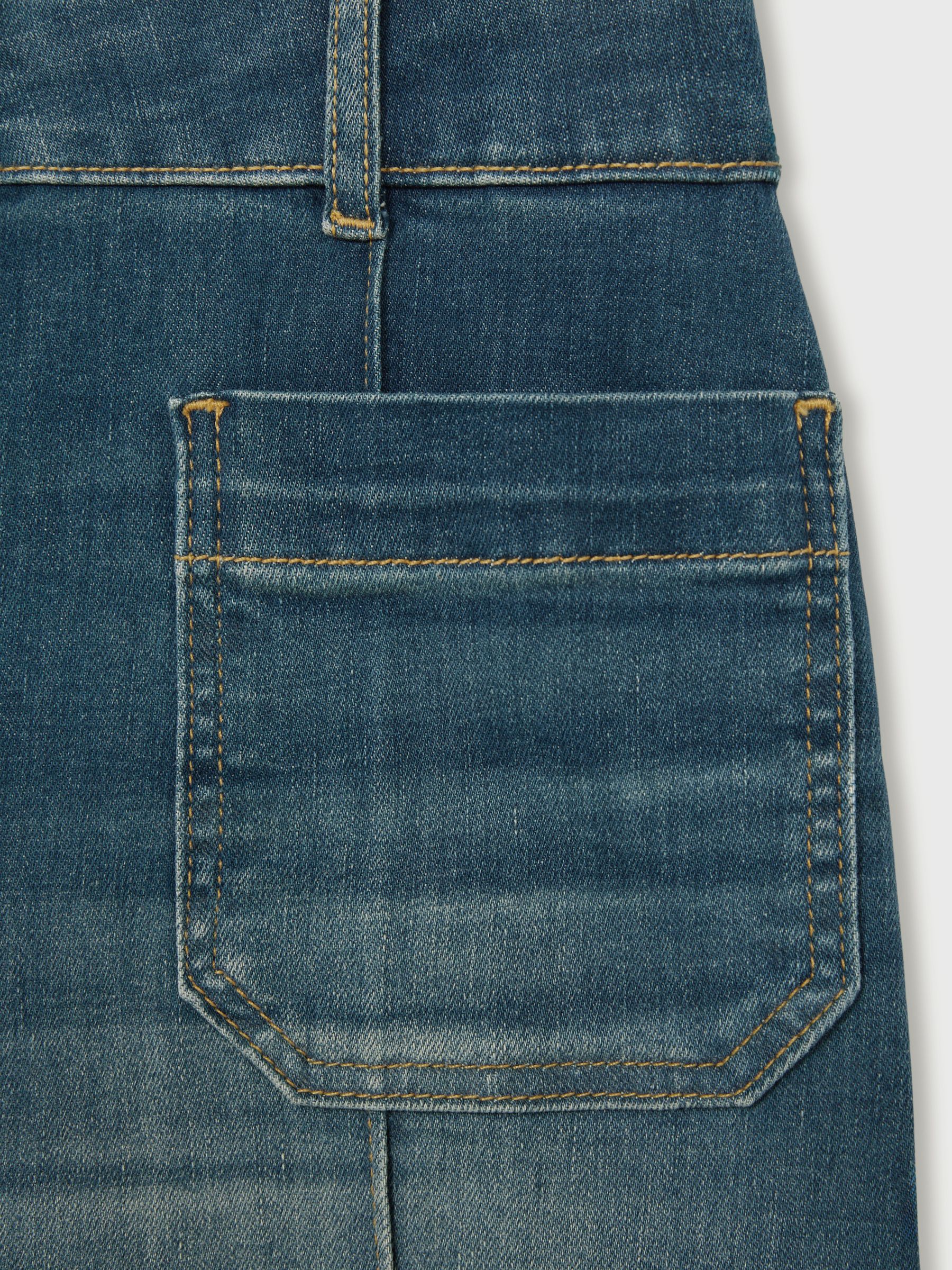 Patch-Pocket Flared Jeans in Mid Blue