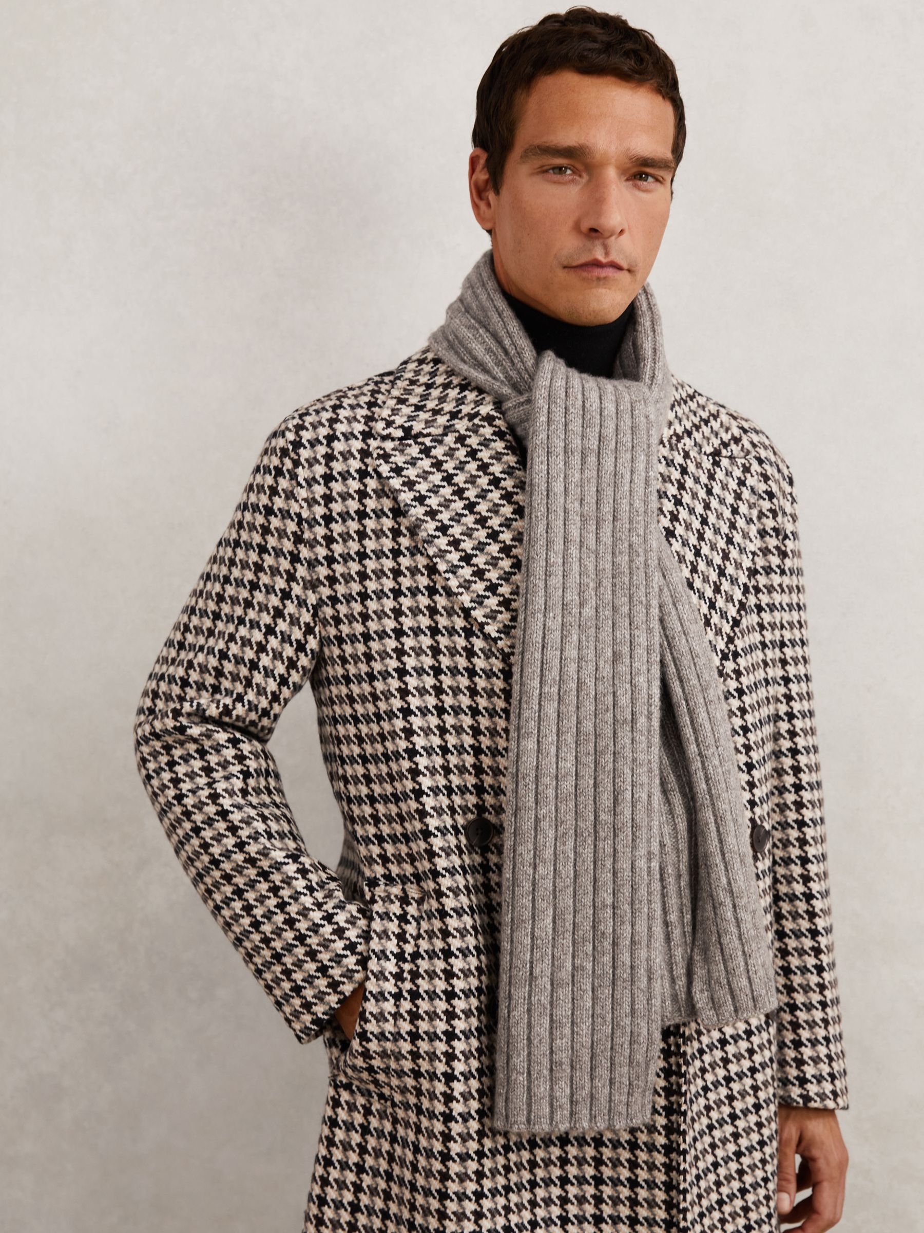 Chunky Rib Wool Blend Scarves in Oatmeal Melange