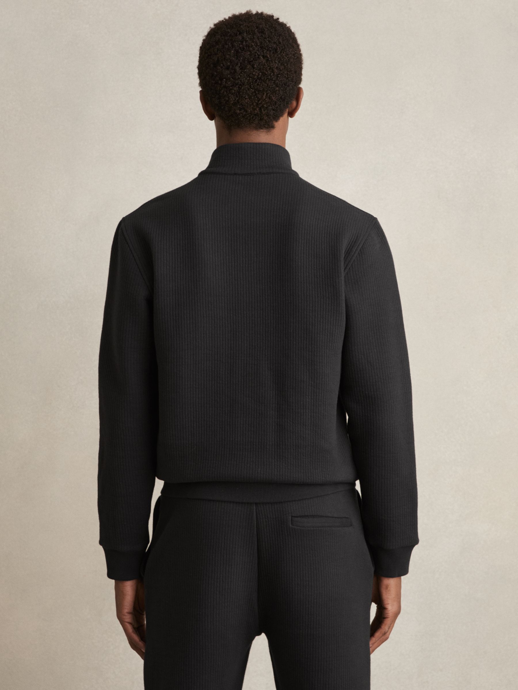 Half-Zip Funnel-Neck Jumper in Washed Black