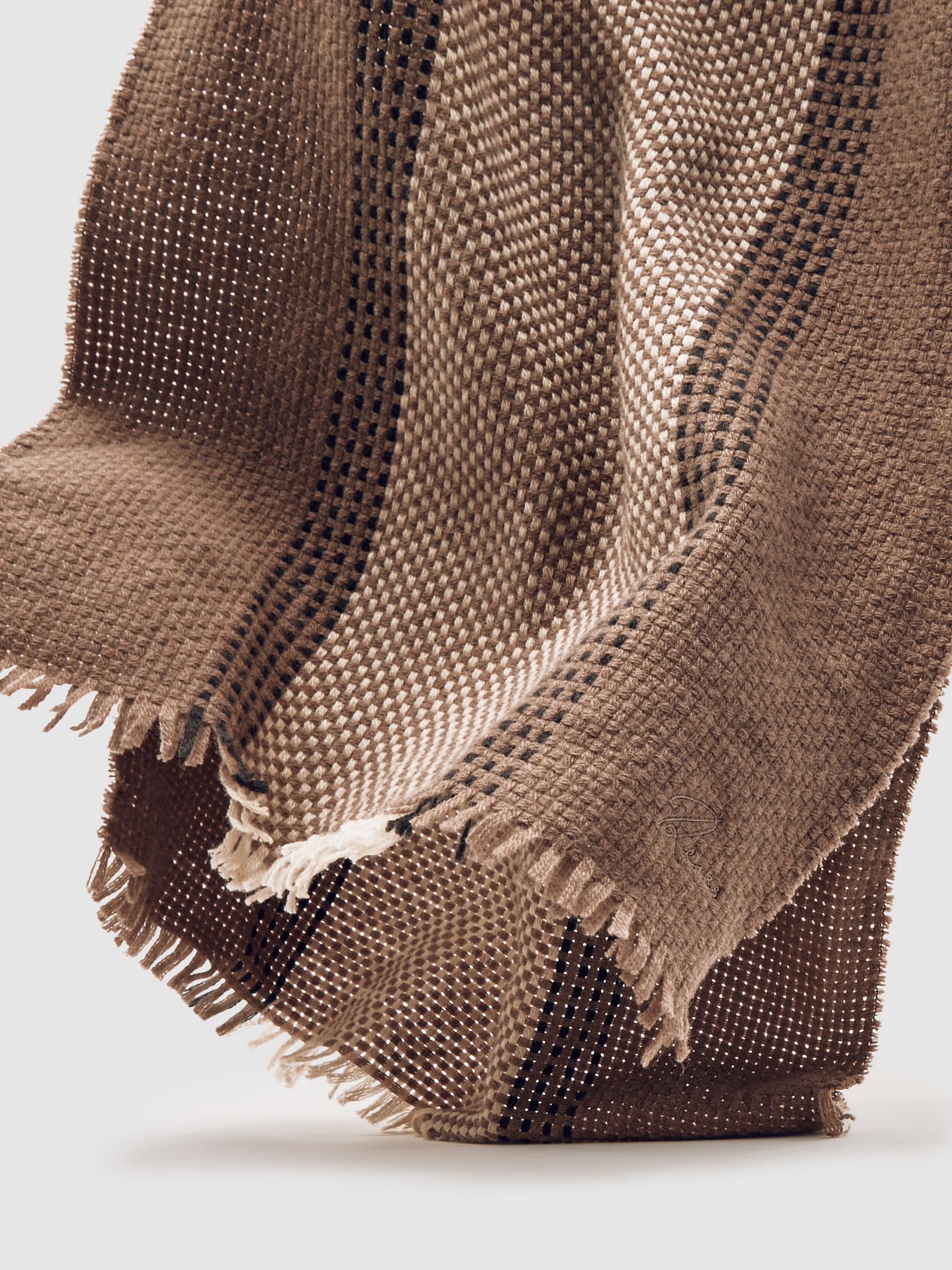 Wool-Cashmere Textured Scarf in Taupe
