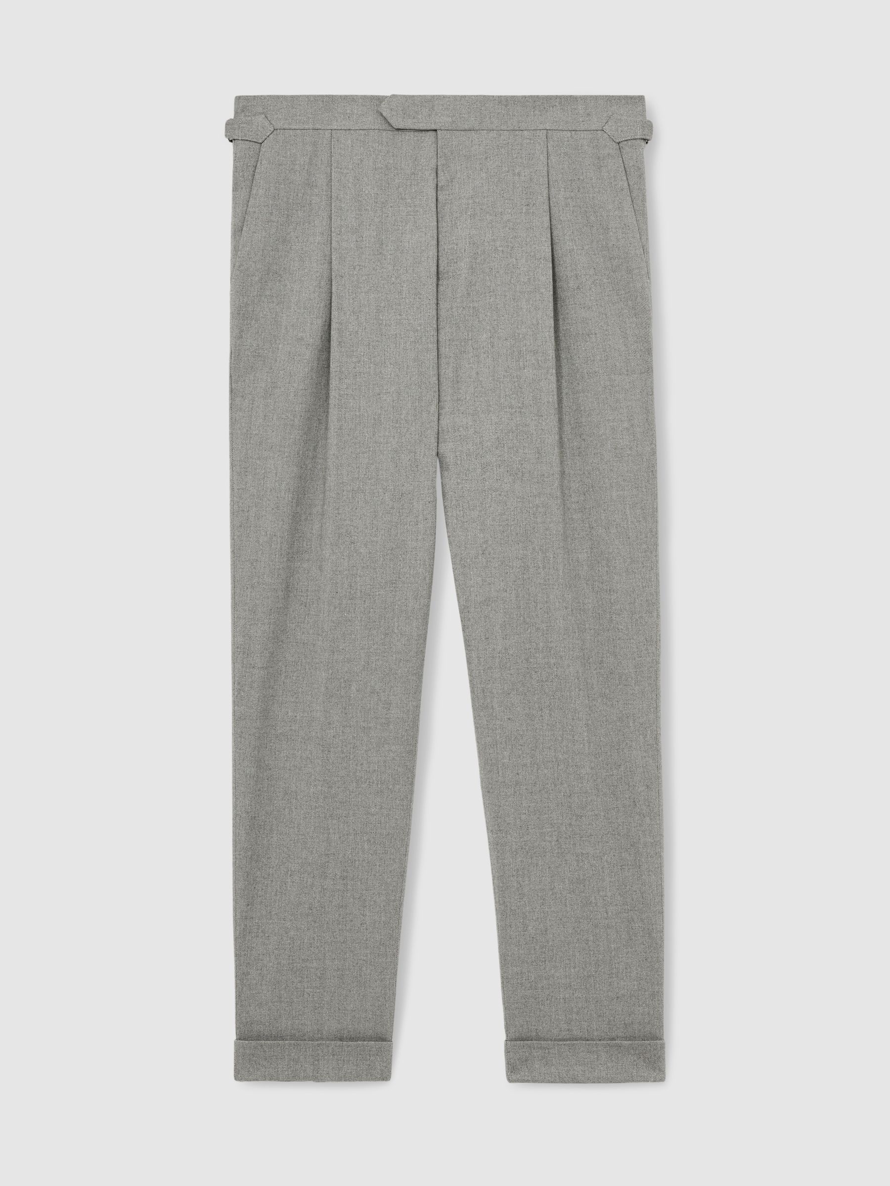 Tailored-Fit Herringbone Trousers in Grey