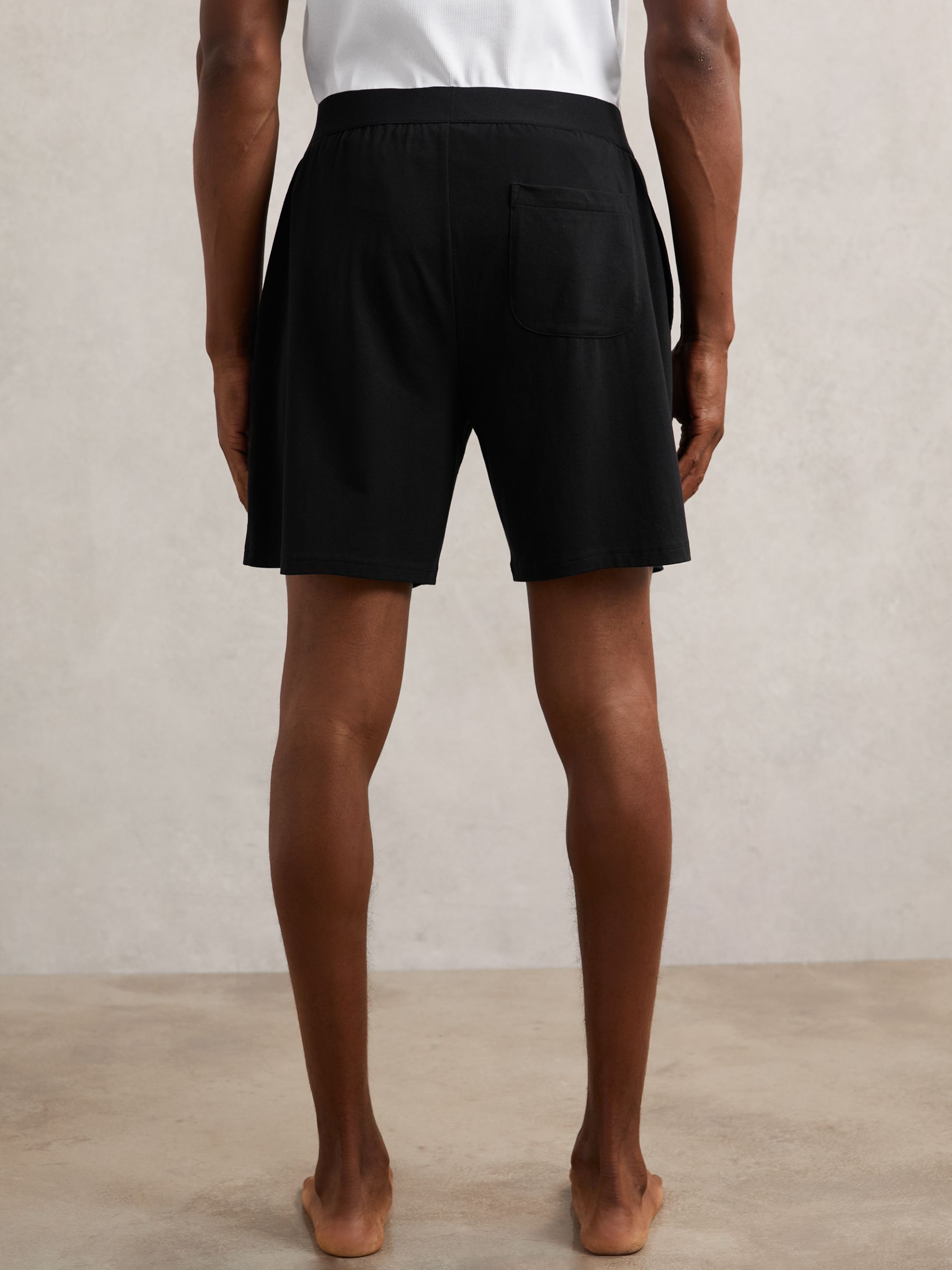 Cotton Jersey Logo-Waistband Shorts with Stretch in Black