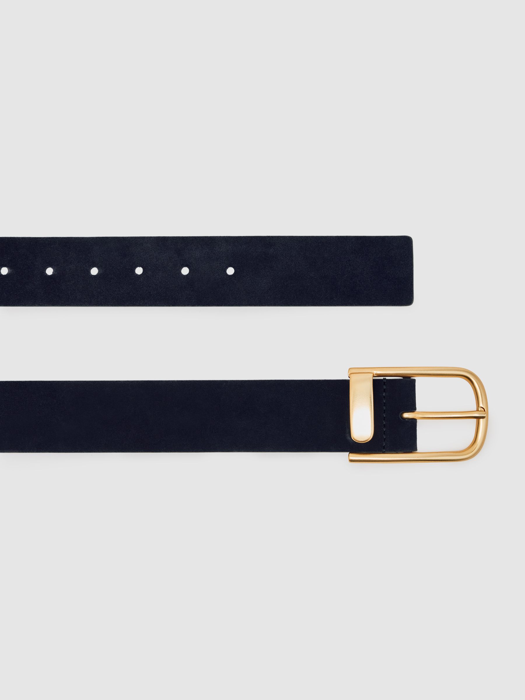 Leather Half Keeper Belt in Navy