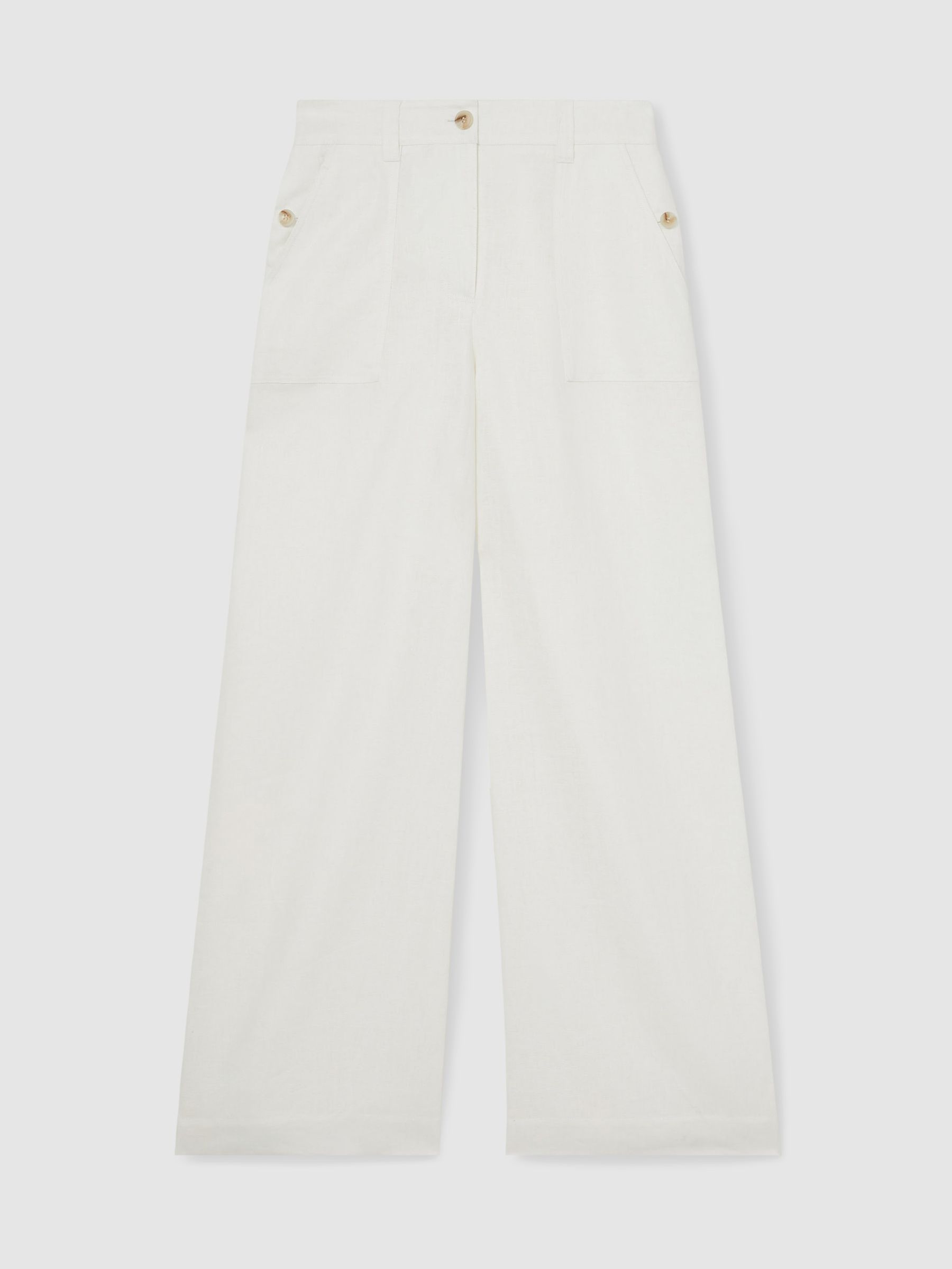 Linen Wide-Leg Trousers in White