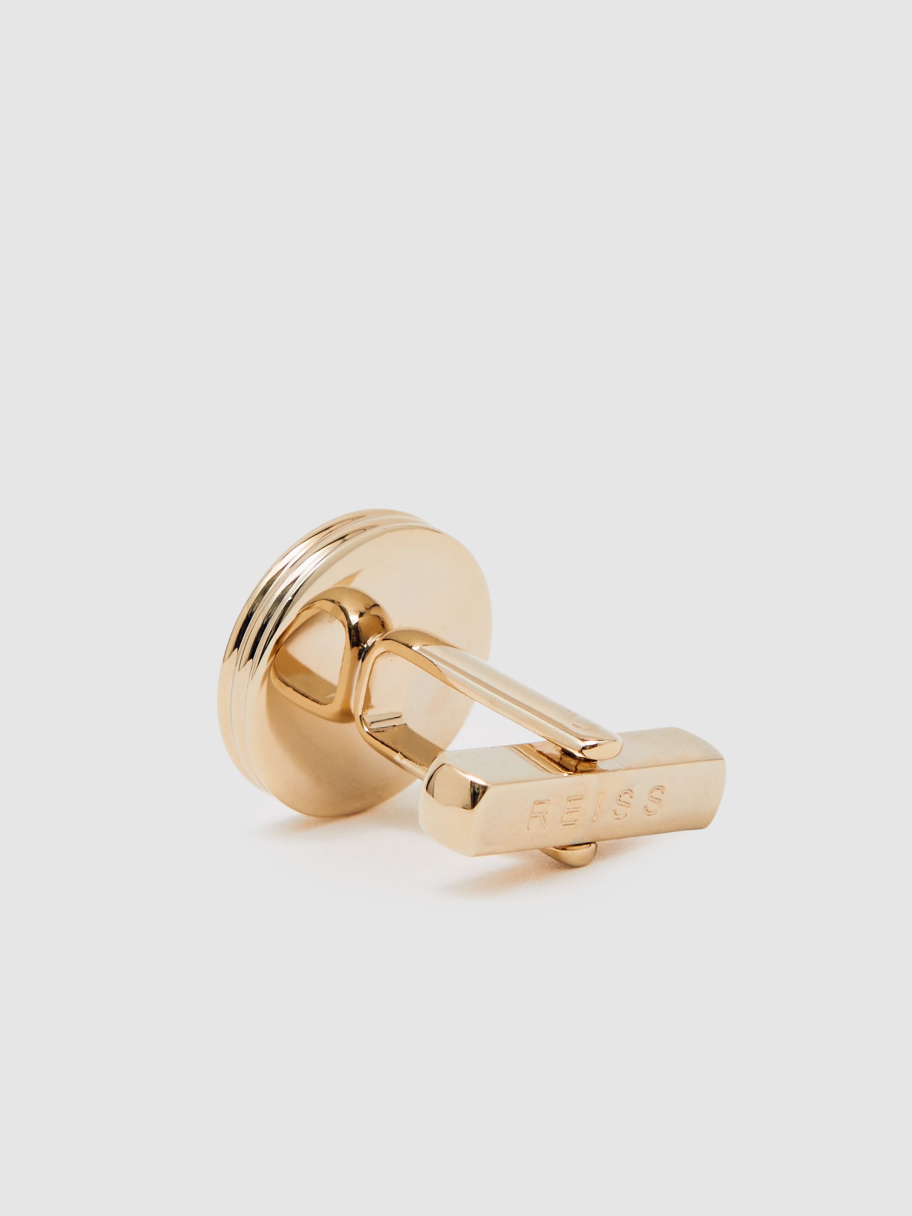 Inlaid Round Cufflinks in Gold Tone