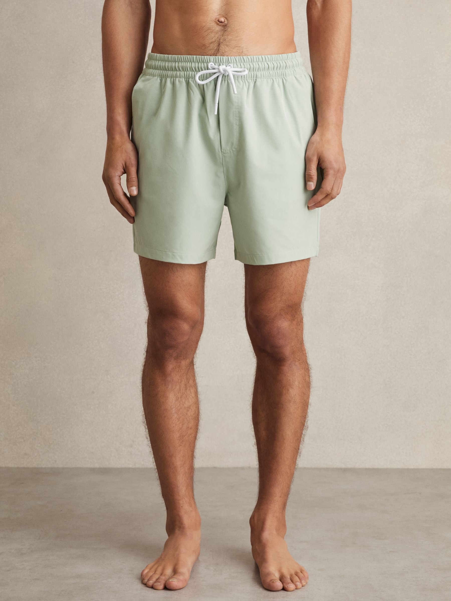Drawstring Swim Shorts in Mint Green