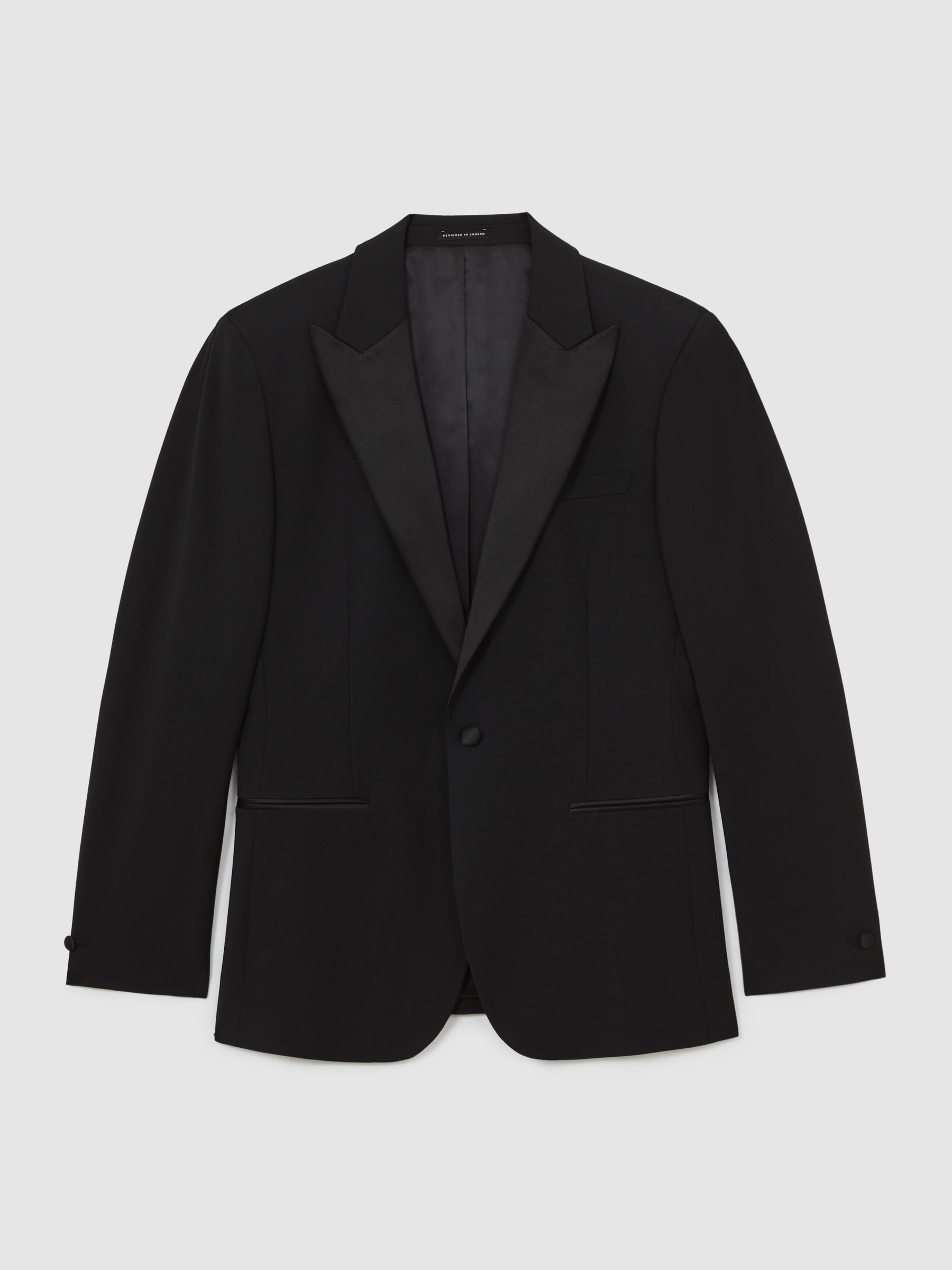 Regular Fit Single Breasted Tuxedo Jacket in Black