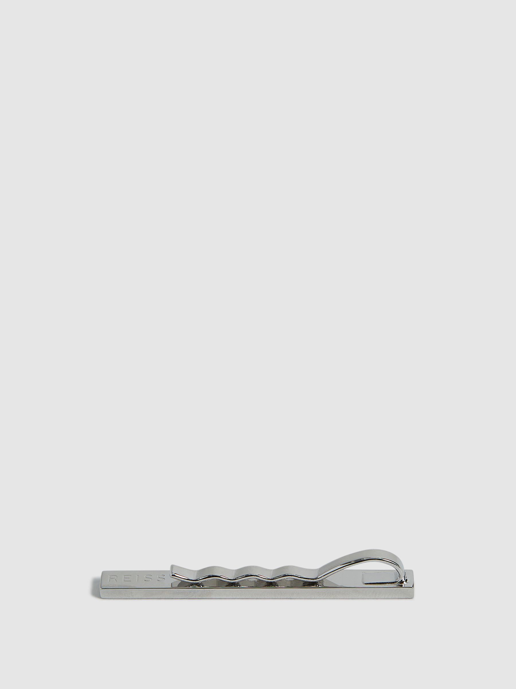Stone Insert Tie Bar in Silver