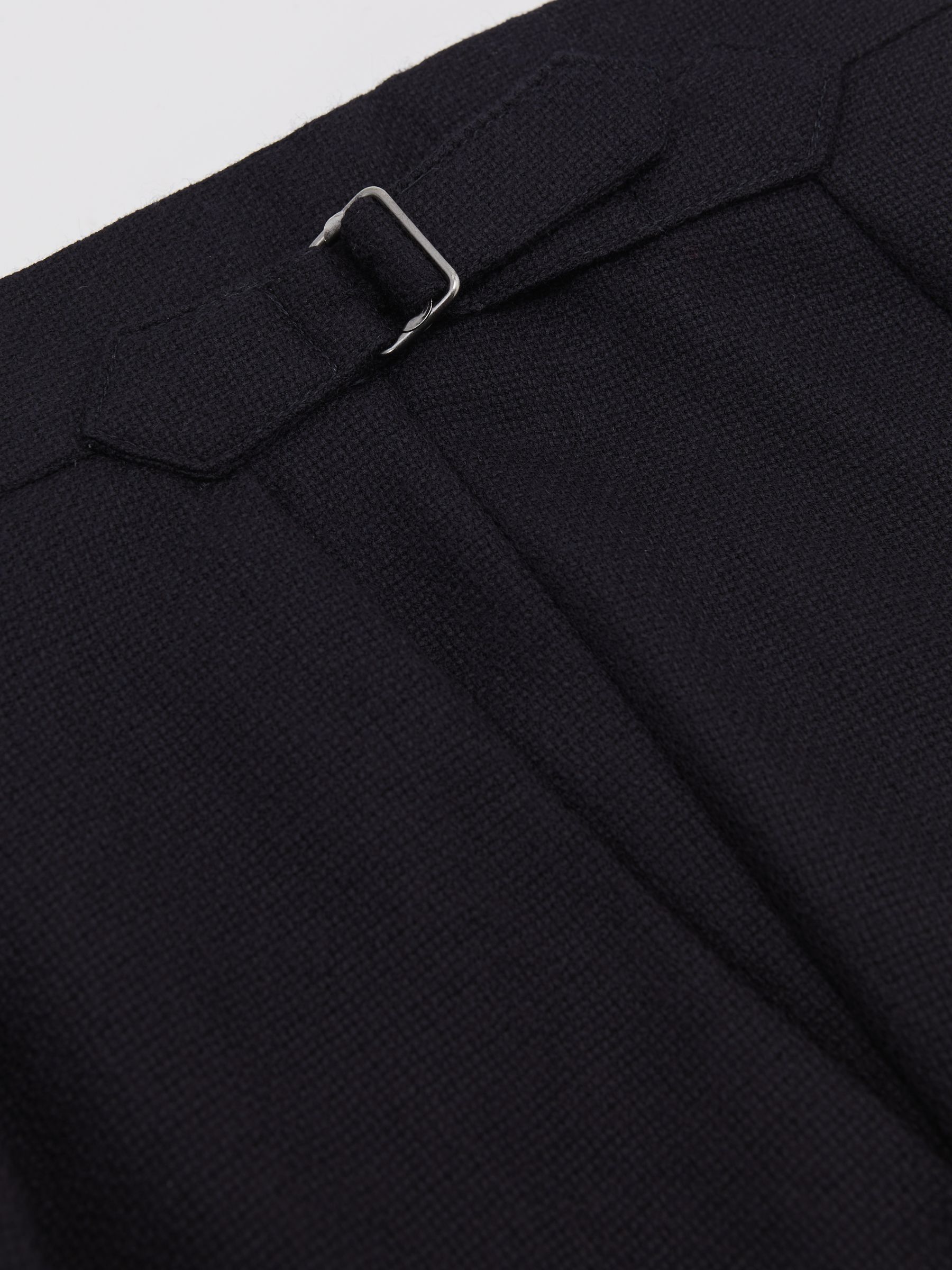 Wool-Blend Slim-Fit Cuffed Trousers in Navy