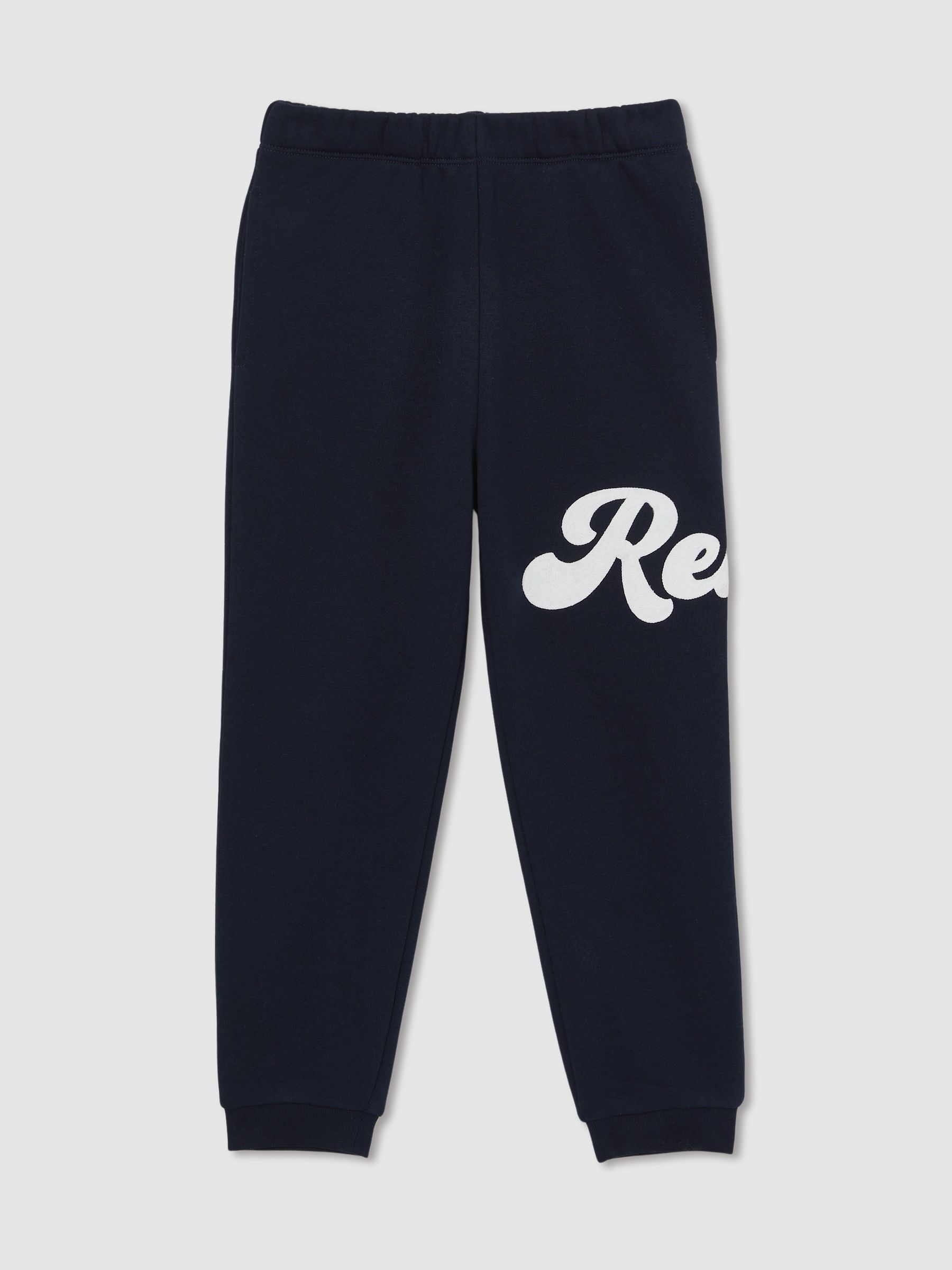 3-9 yrs Cotton-Blend Logo Script Joggers in Navy