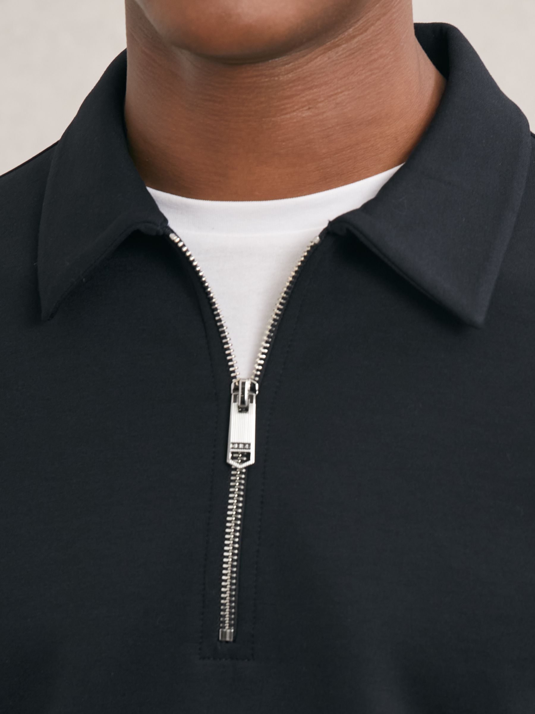 Interlock Half-Zip Polo Sweatshirt in Navy Blue