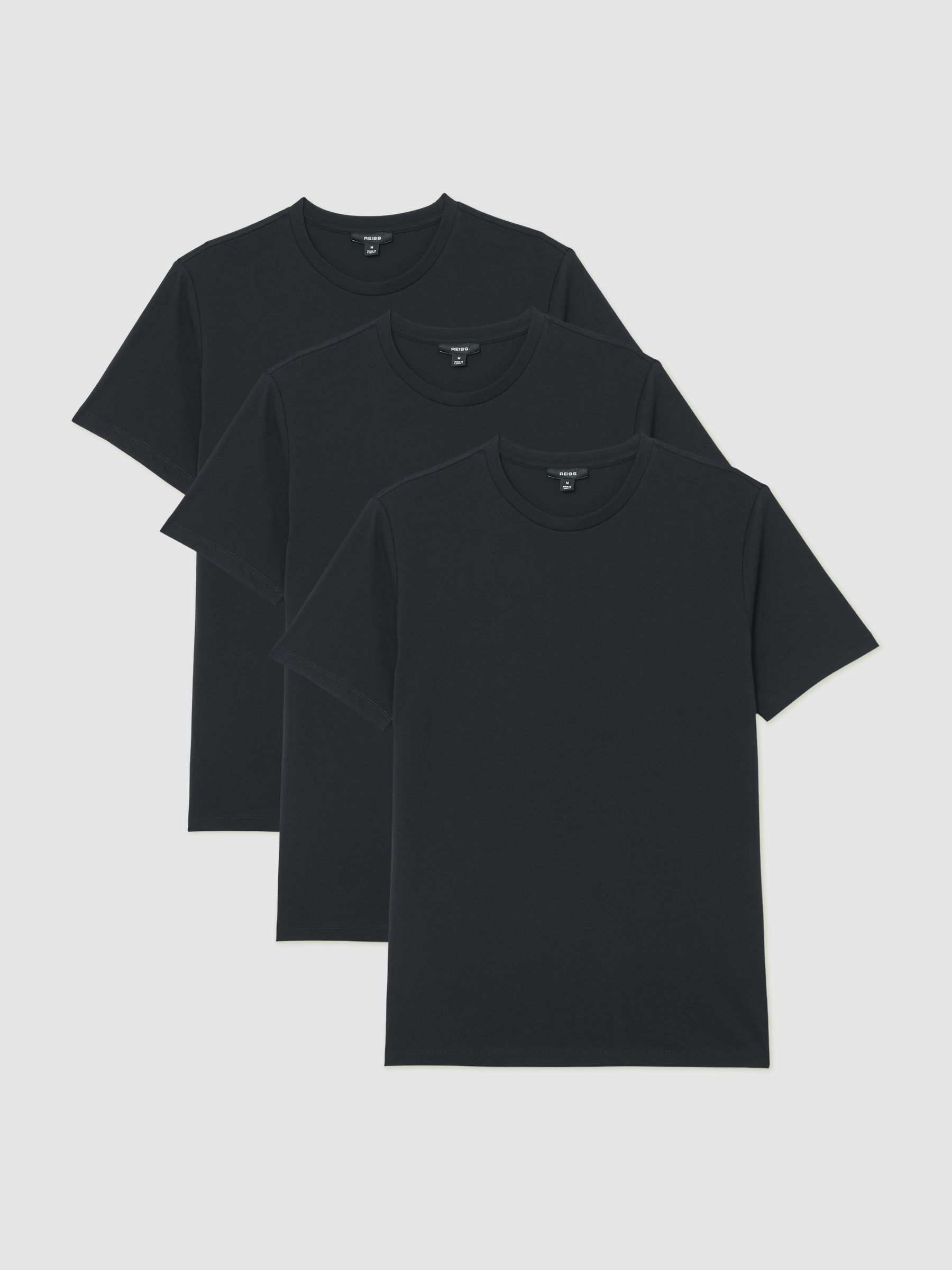 Cotton-Jersey Crew-Neck T-shirts 3 Pack in Black
