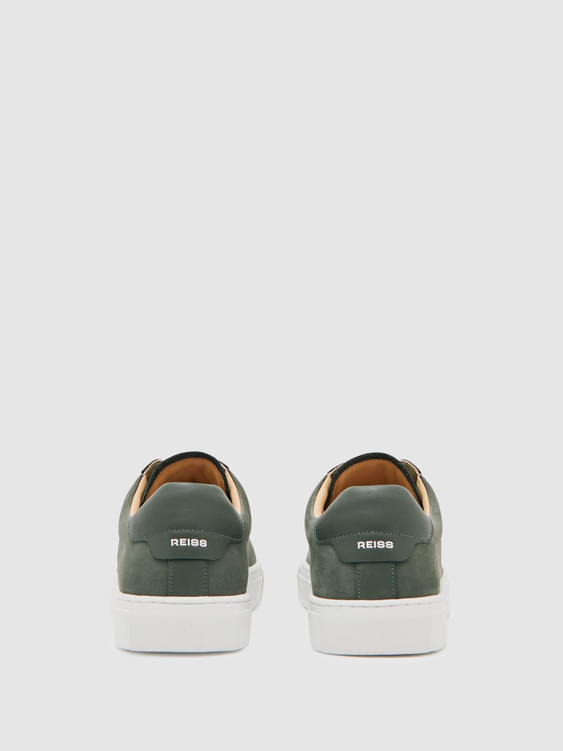 Nubuck Leather Low-Top Trainers in Thyme Green