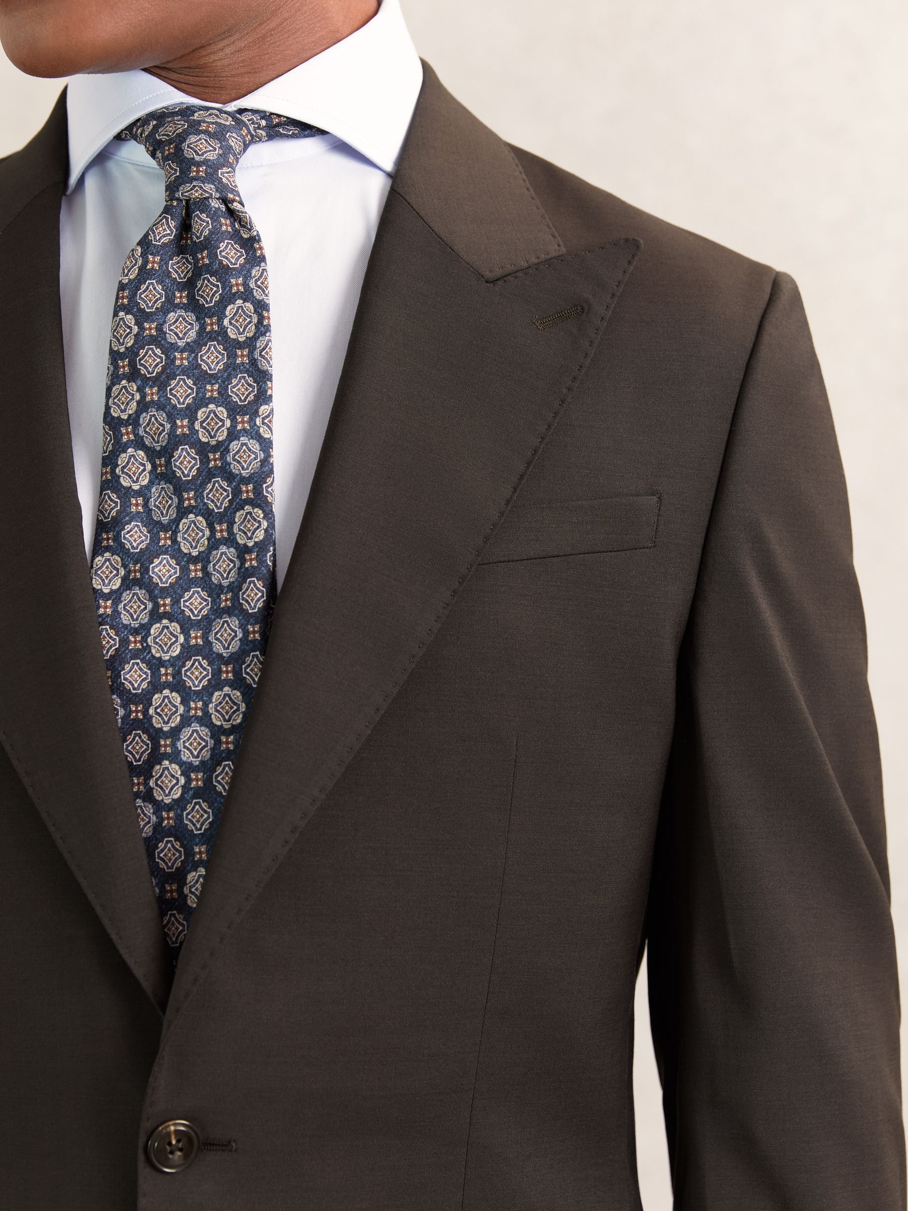 Regular-Fit Single-Breasted Wool-Blend Suit Blazer in Chocolate Brown