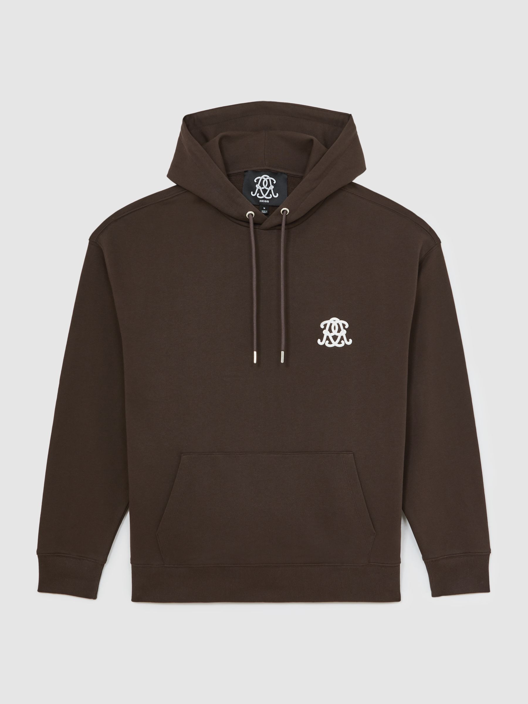 Monogram Cotton Oversized Hoodie in Brown