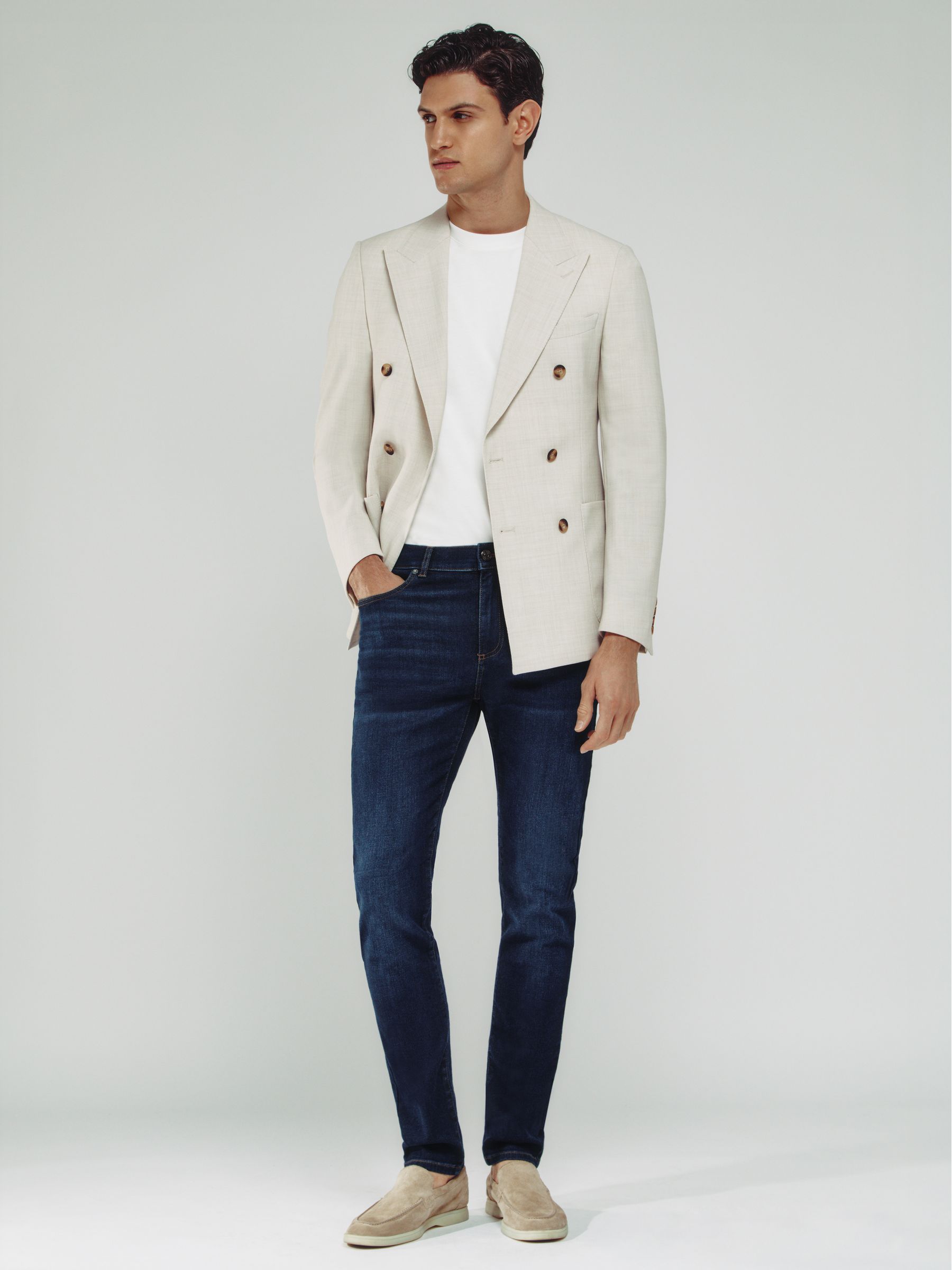 Skinny-Fit Jeans in Washed Dark Indigo