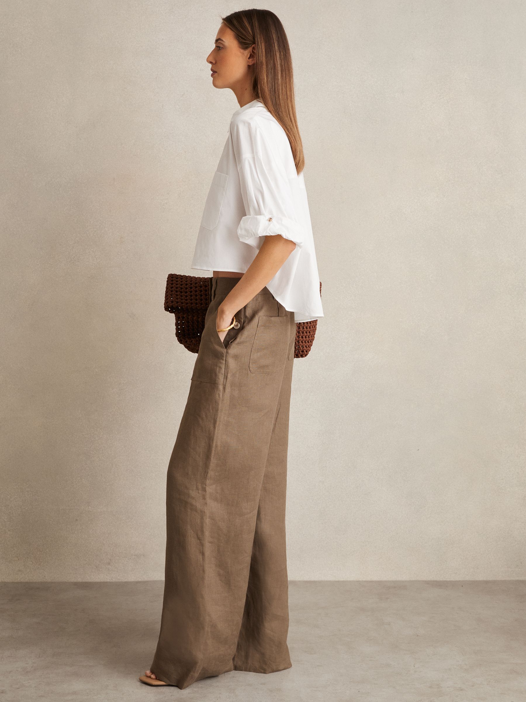 Oversize Cotton Cropped Shirt in White
