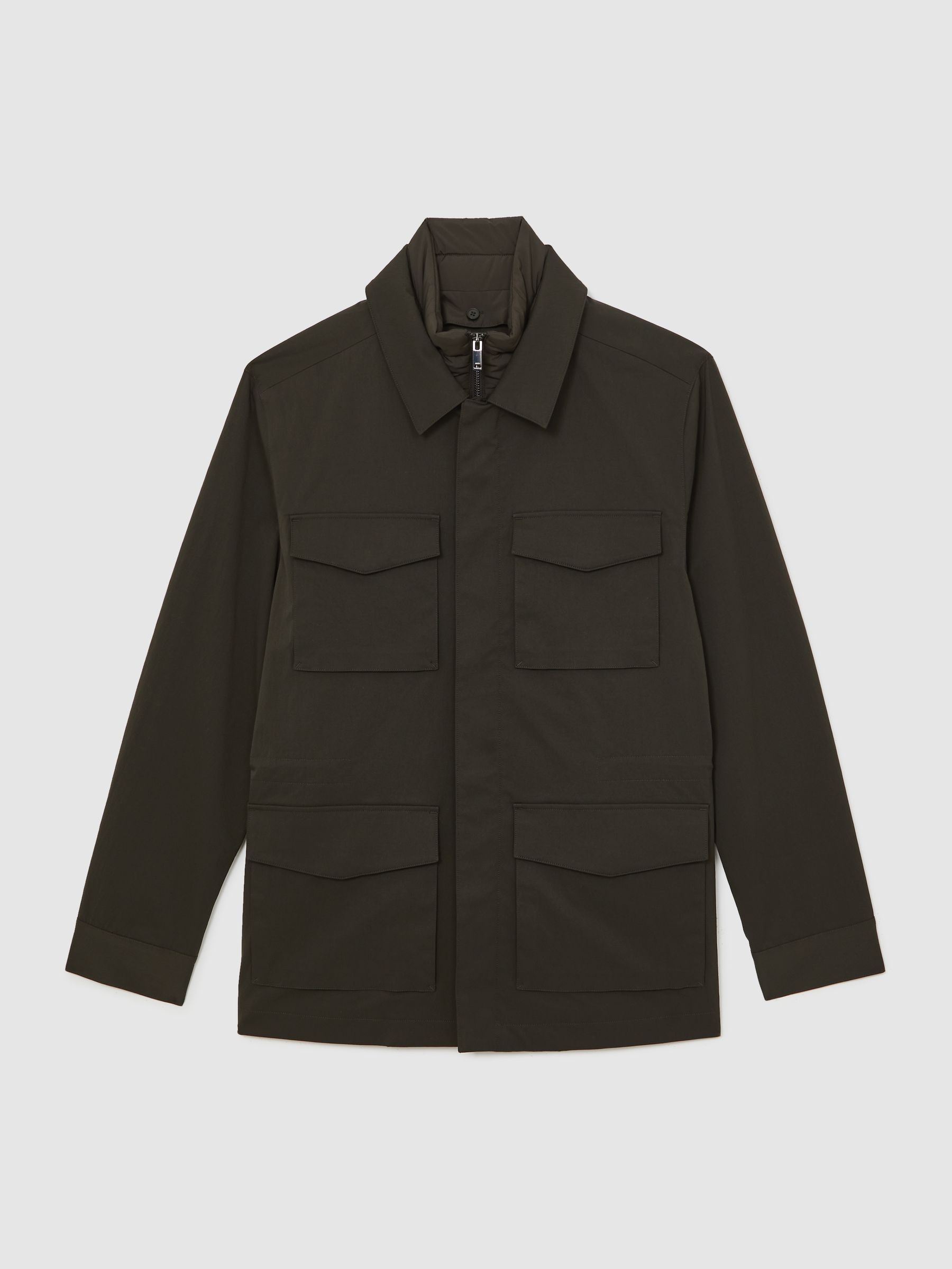 Removable-Gilet Safari Jacket in Green