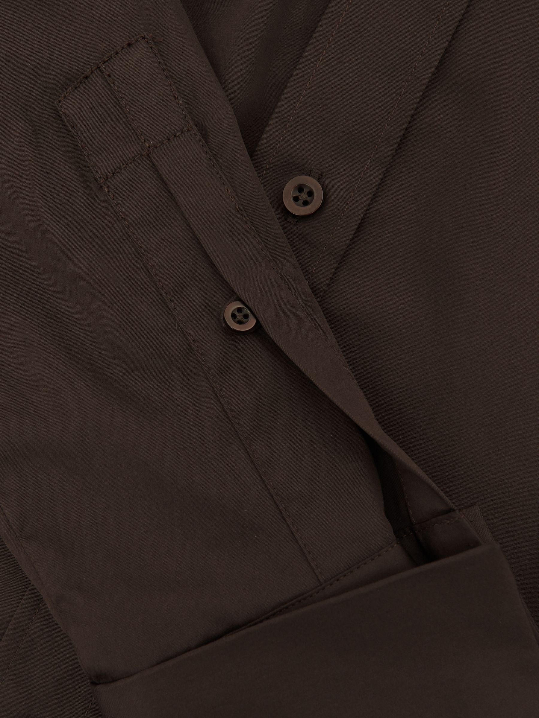 Cotton-Sateen Folded-Cuff Shirt in Chocolate Brown