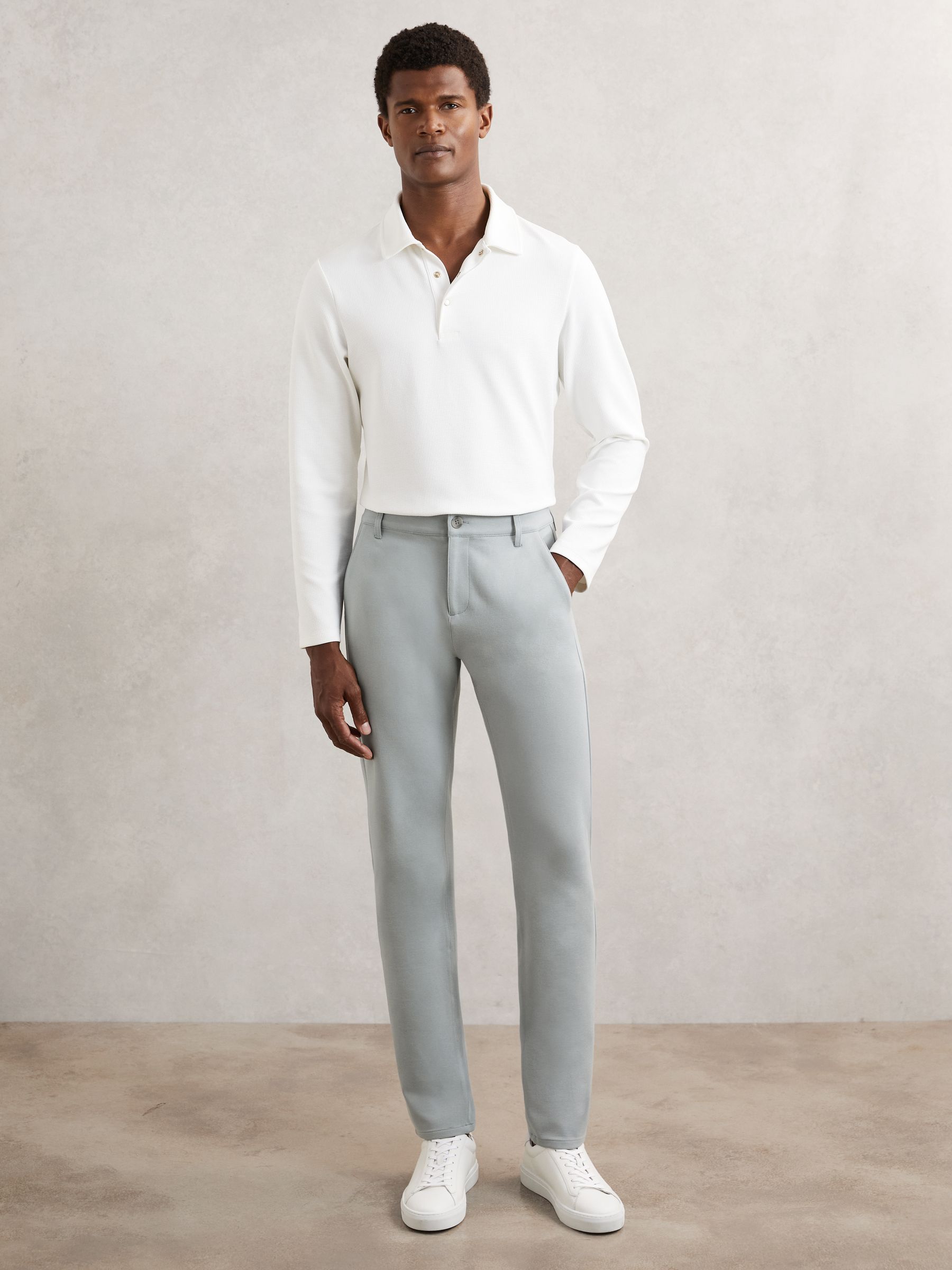 Paige Slim-Fit Stretch Trousers in Moon Shadow Blue