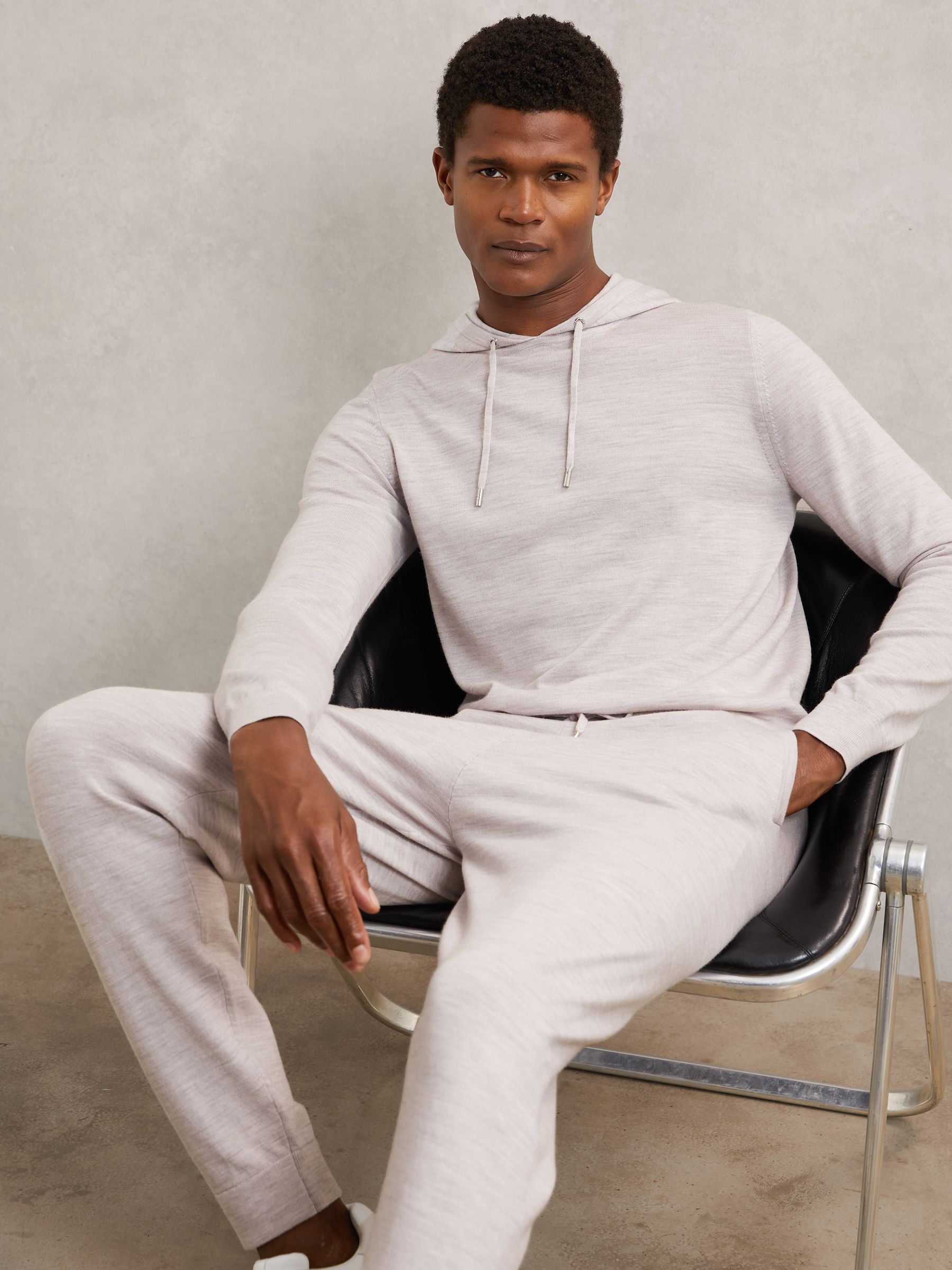 Merino Wool Drawstring Hoodie in Midnight Navy