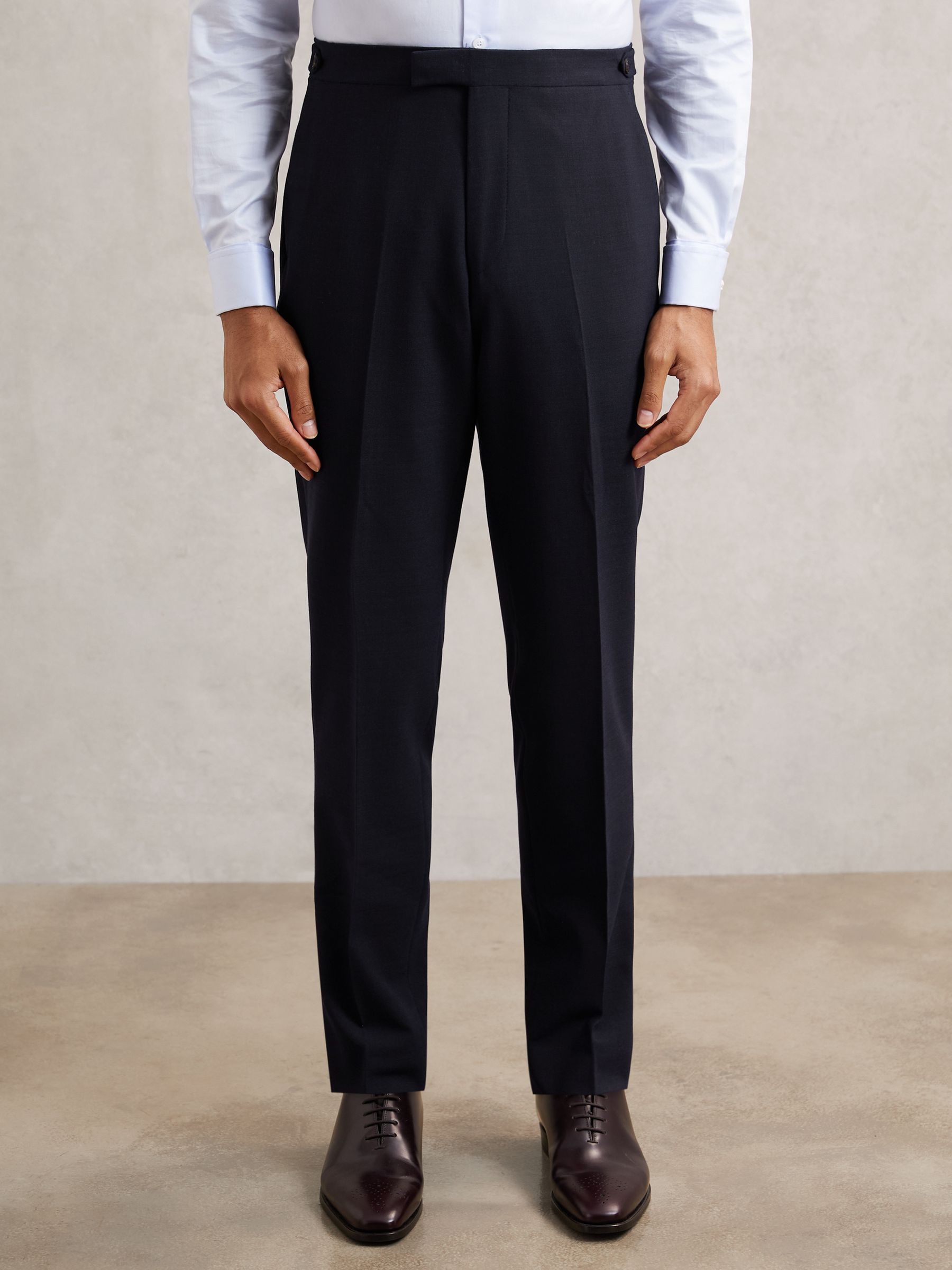Slim-Fit Textured Suit Trousers With Wool in Navy