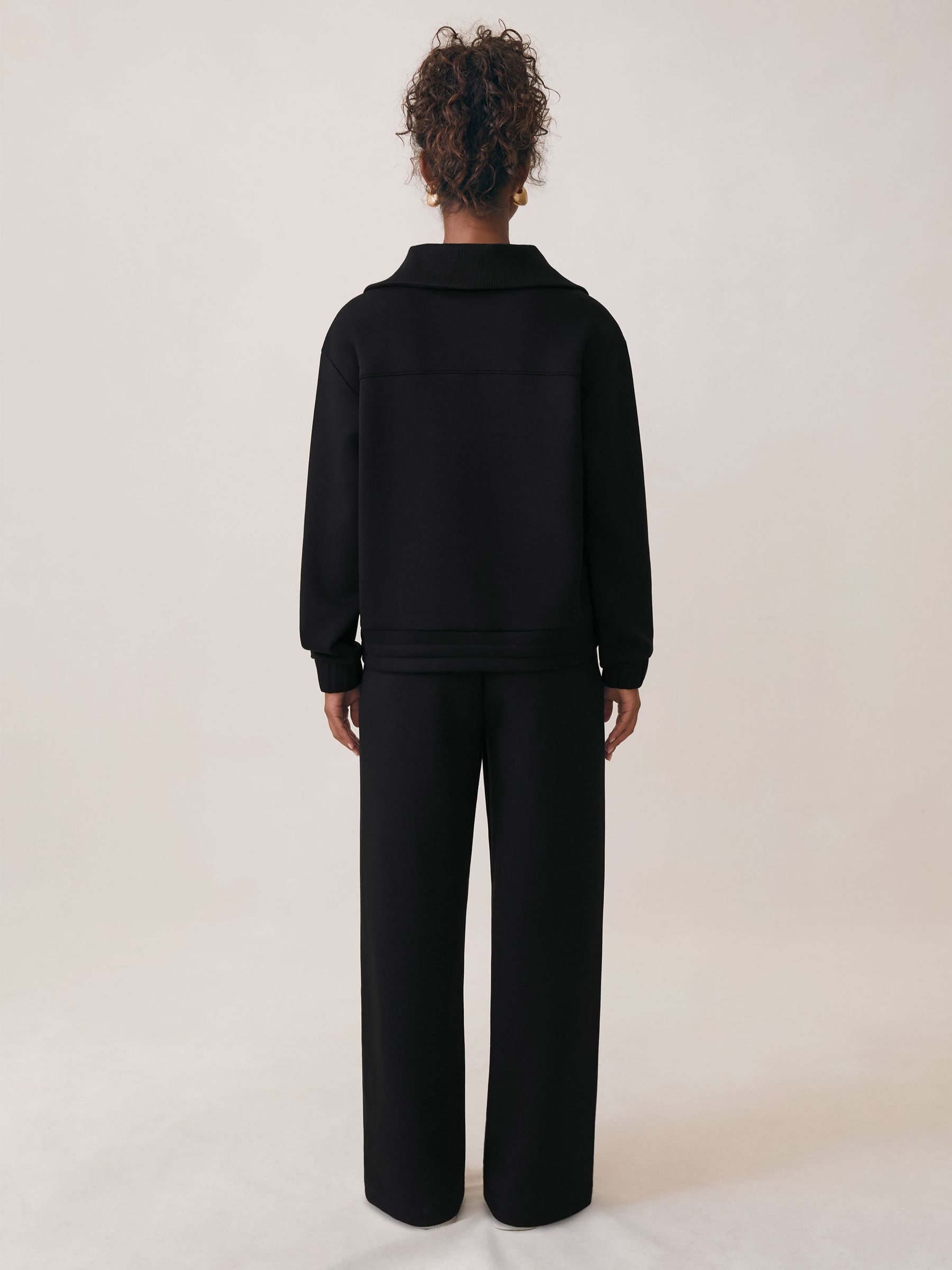 Interlock Half-Zip Drawcord Sweatshirt in Black