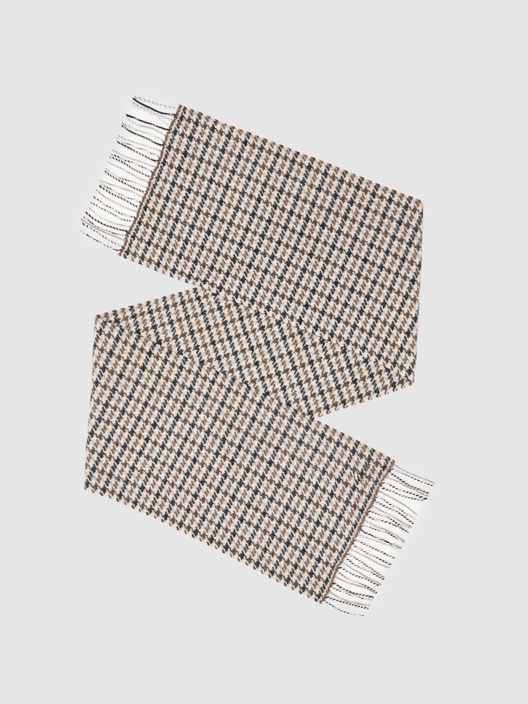 Wool-Cashmere Check Scarf in Brown Multi