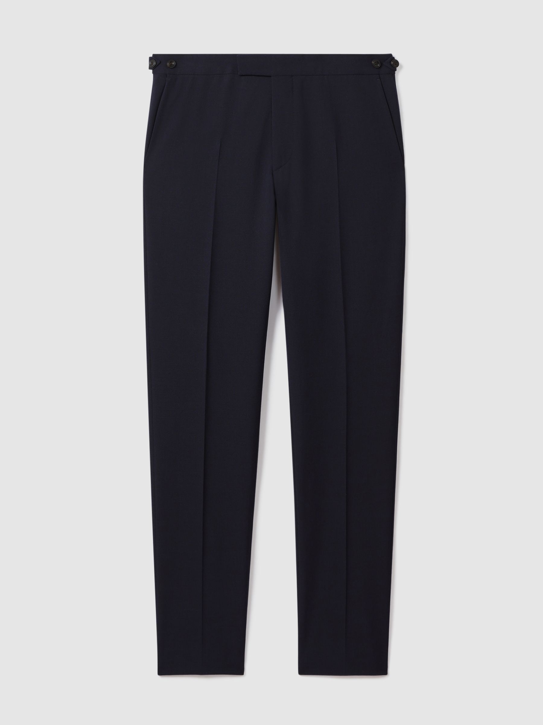 Slim-Fit Textured Suit Trousers With Wool in Navy