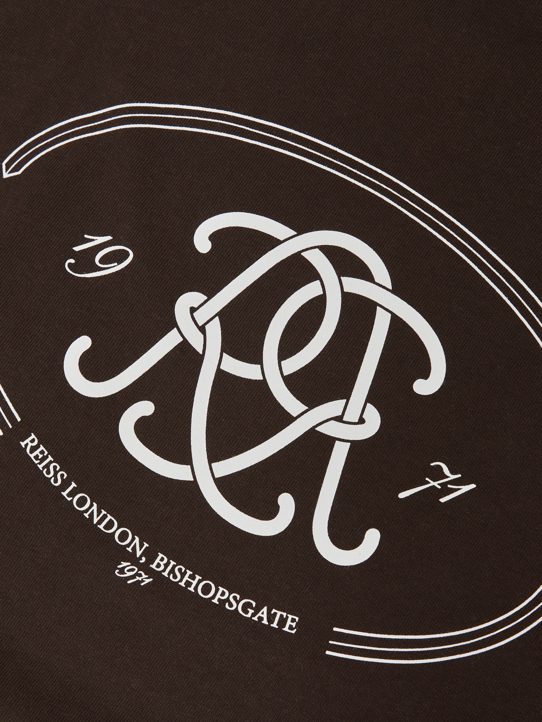 Monogram Print Cotton Oversized T-Shirt in Brown